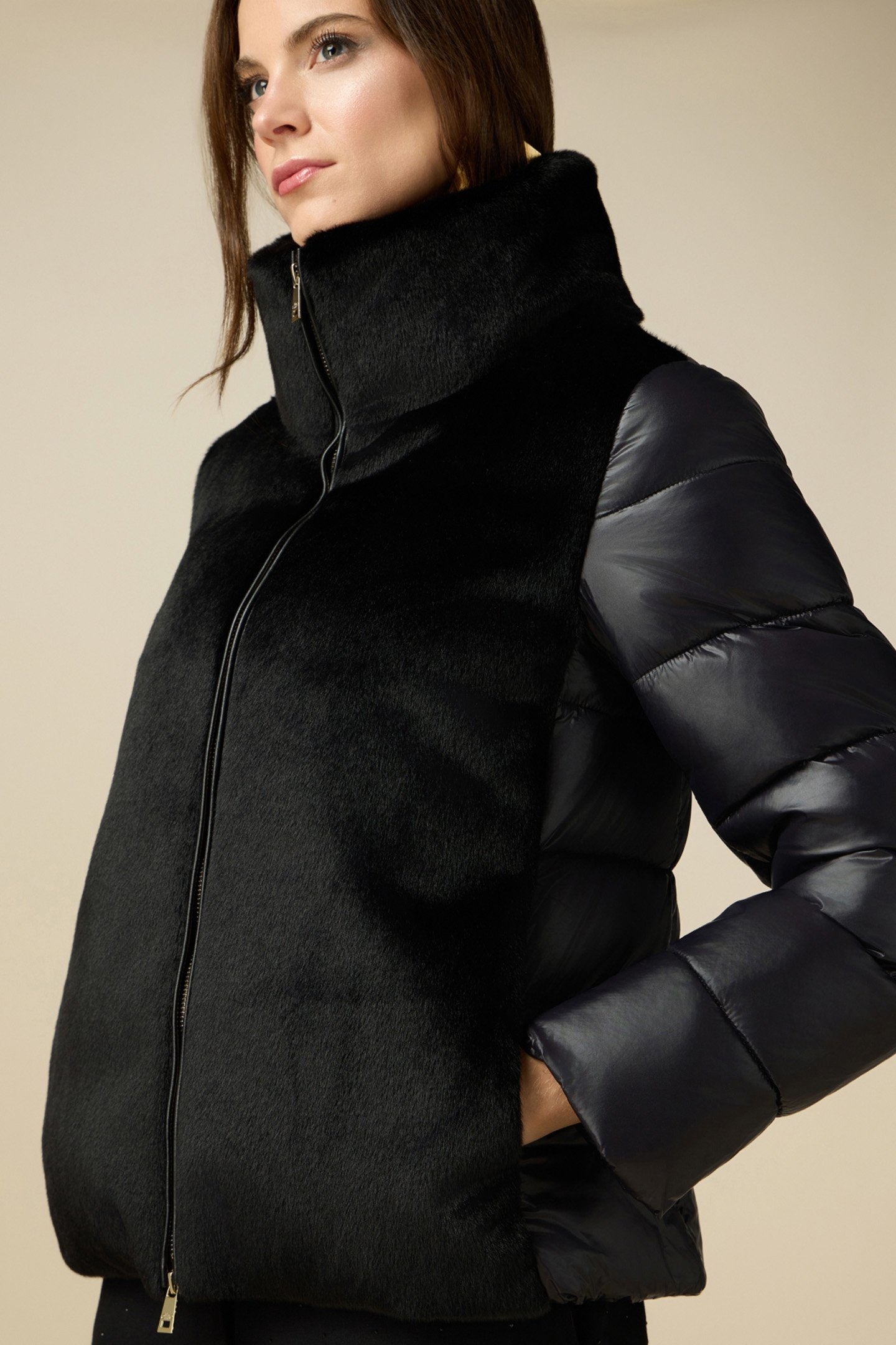 DOWN JACKET WITH TEDDY INSERT BLACK 4