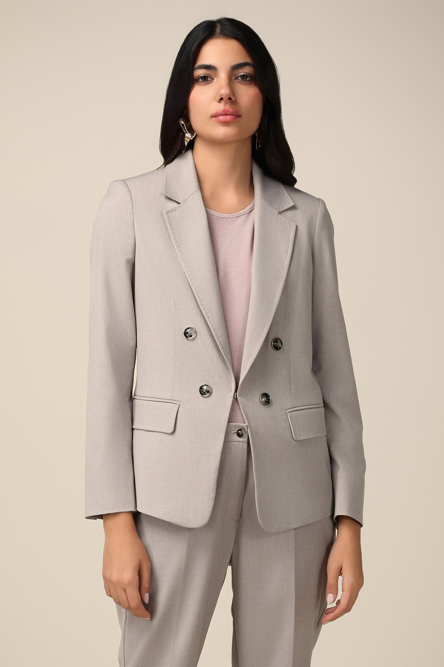 BLAZER WITH TAILORED STITCHING GREY 1