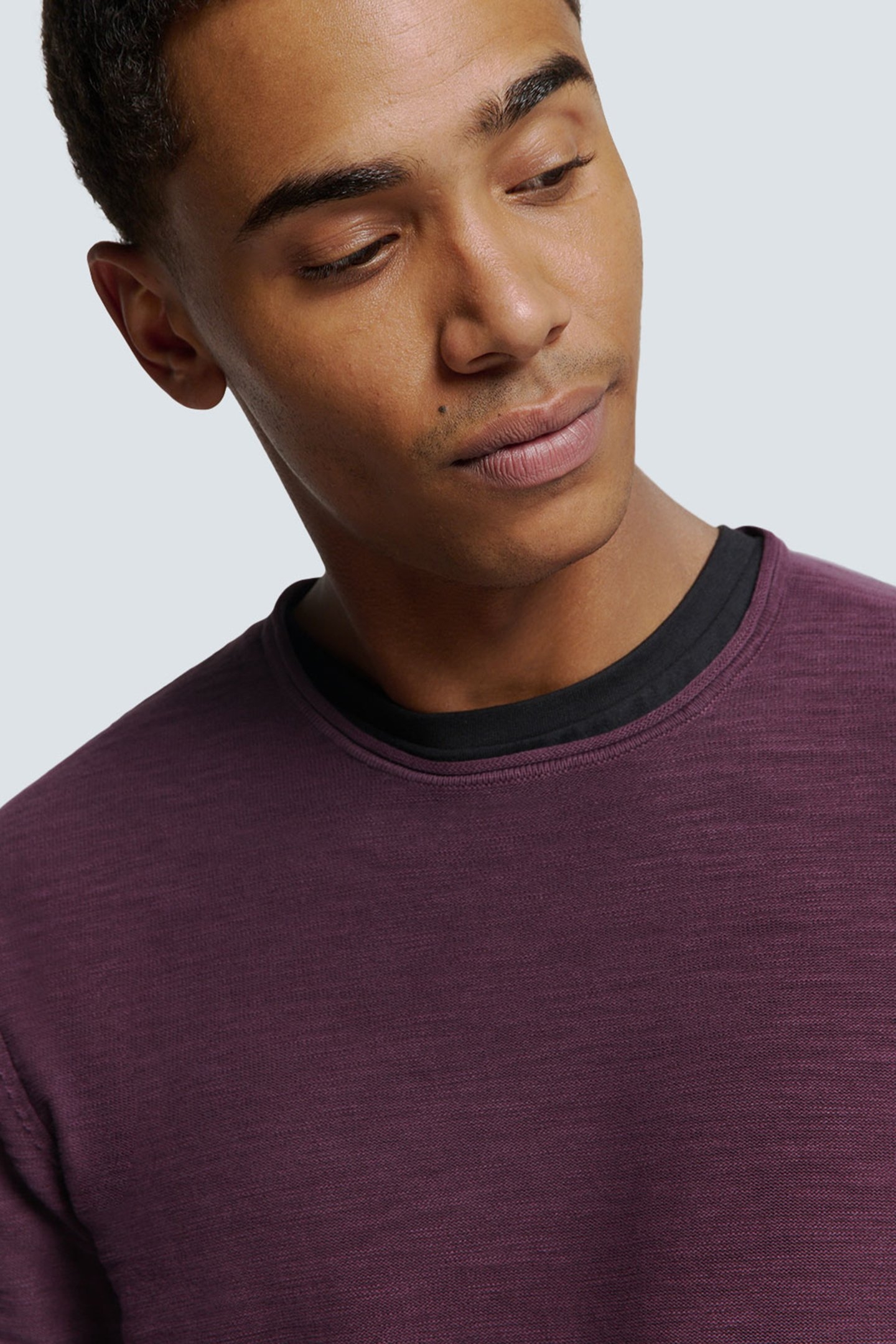 PULLOVER CREWNECK GARMENT DYED + STONE WASHED AUBERGINE 6