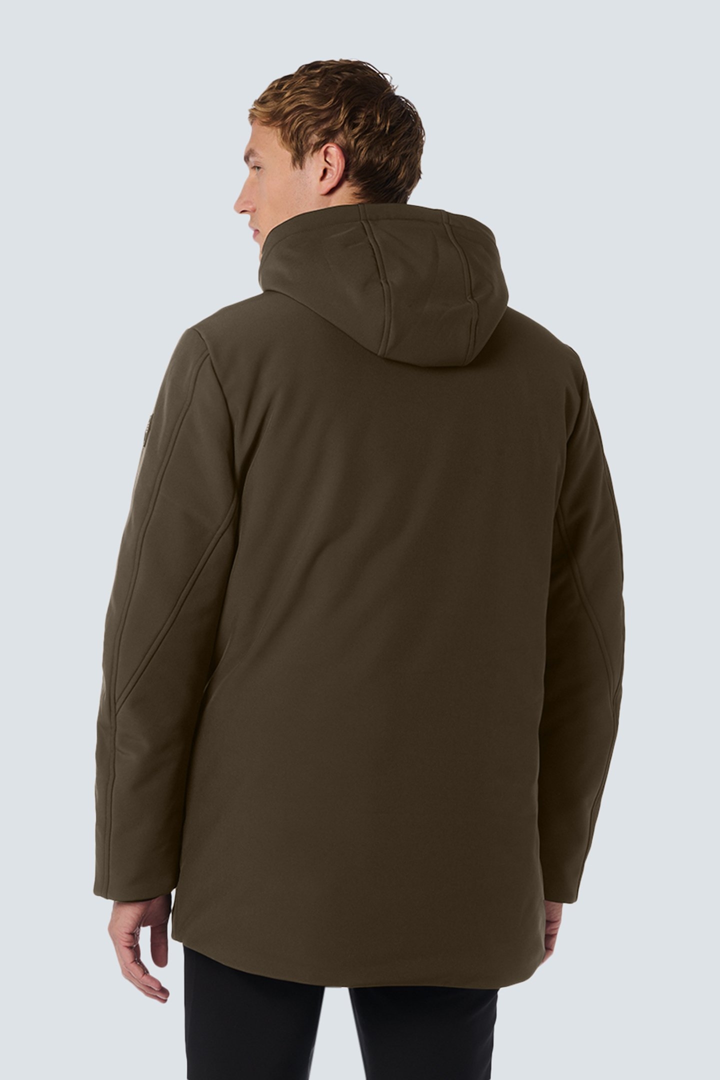 JACKET MEDIUM LONG FIT HOODED SOFTSHELL STRETCH COFFEE 2