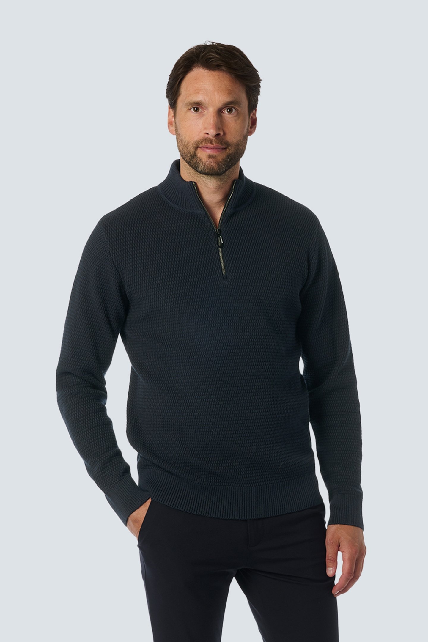 PULLOVER HALF ZIPPER 2 COLOURED MELANGE NIGHT 1