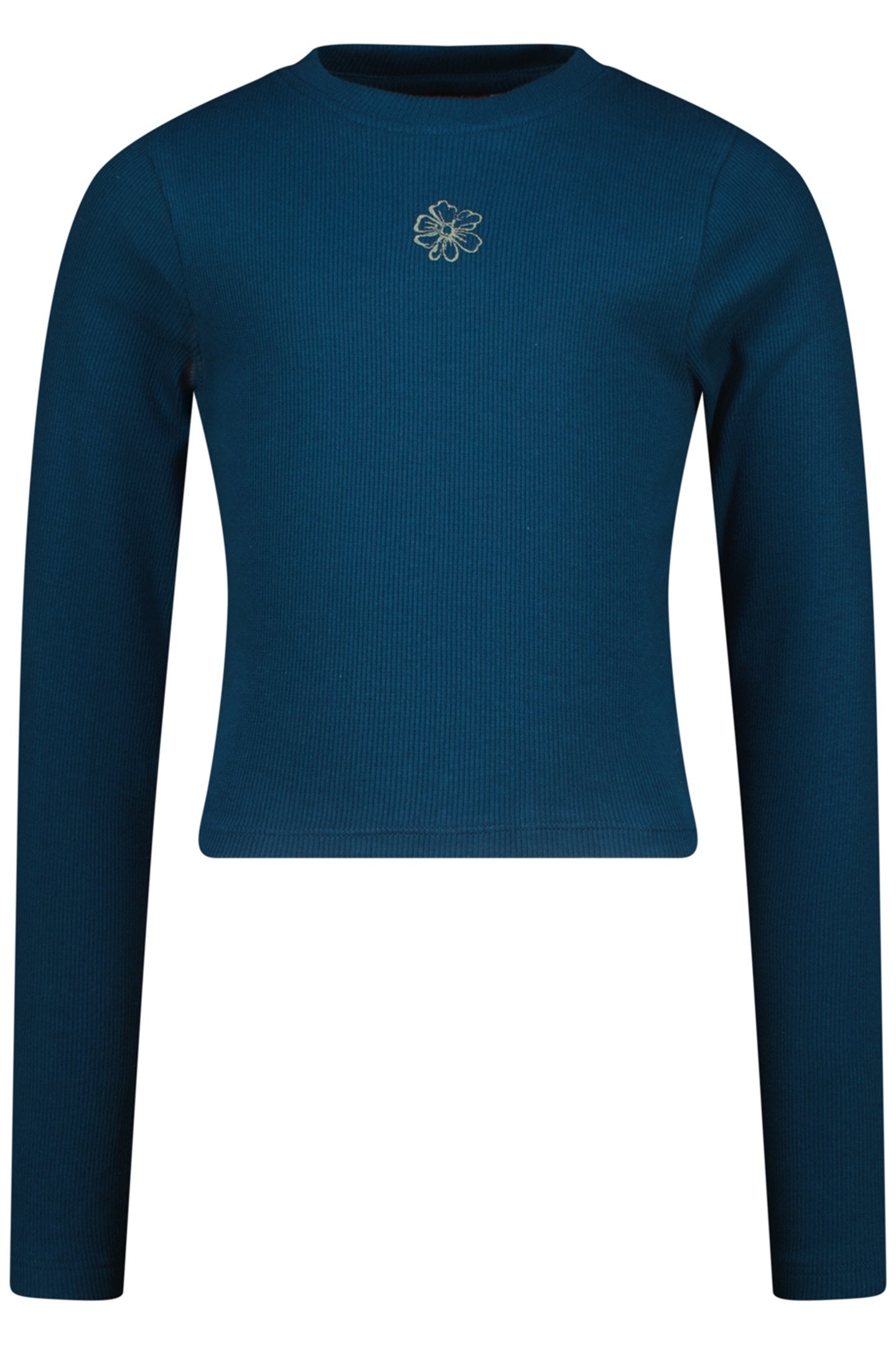 GIRLS G-BASIC-CROP RIB LONGSLEEVE SINGLET PETROL BLUE 1