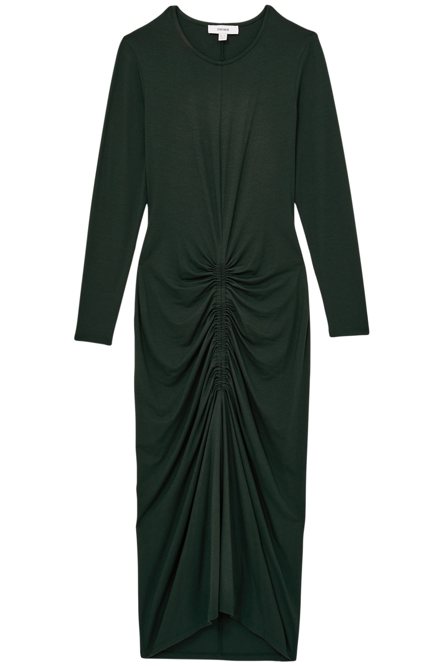 PLAIN RUCHED JERSEY DRESS GREEN 3