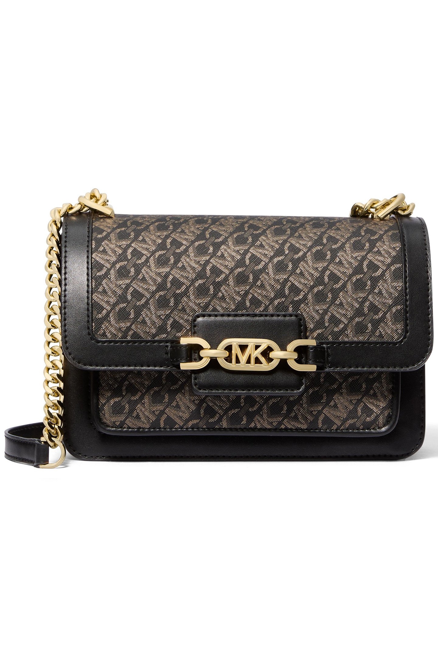 SHOULDER BAG WITH CHAIN DETAIL IN BLACK AND GOLD 1
