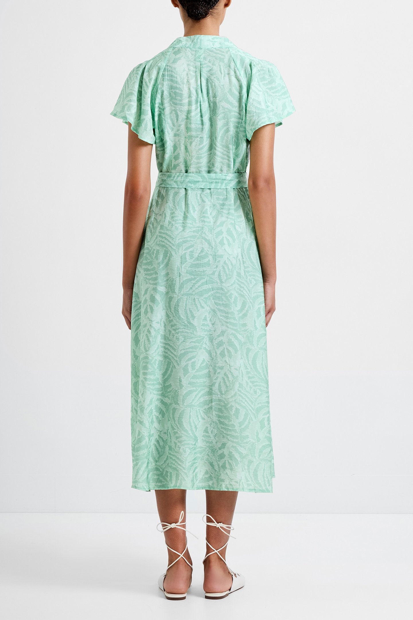ABSTRACT GREEN PRINTED MIDI DRESS MINTED GREEN 2