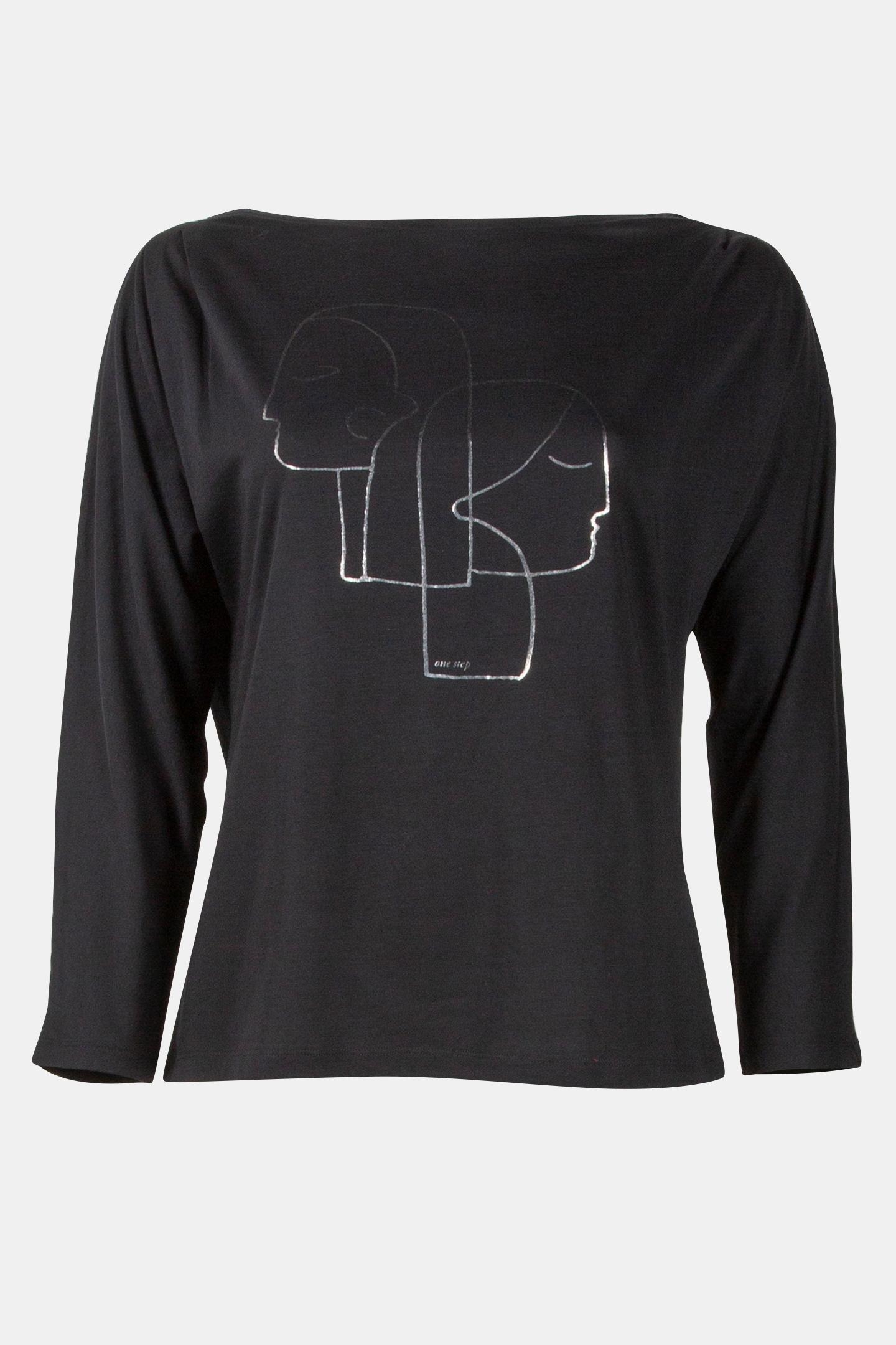 MARNIE - BLACK T-SHIRT WITH SILVER FOIL SCREEN PRINT OF DANC 4