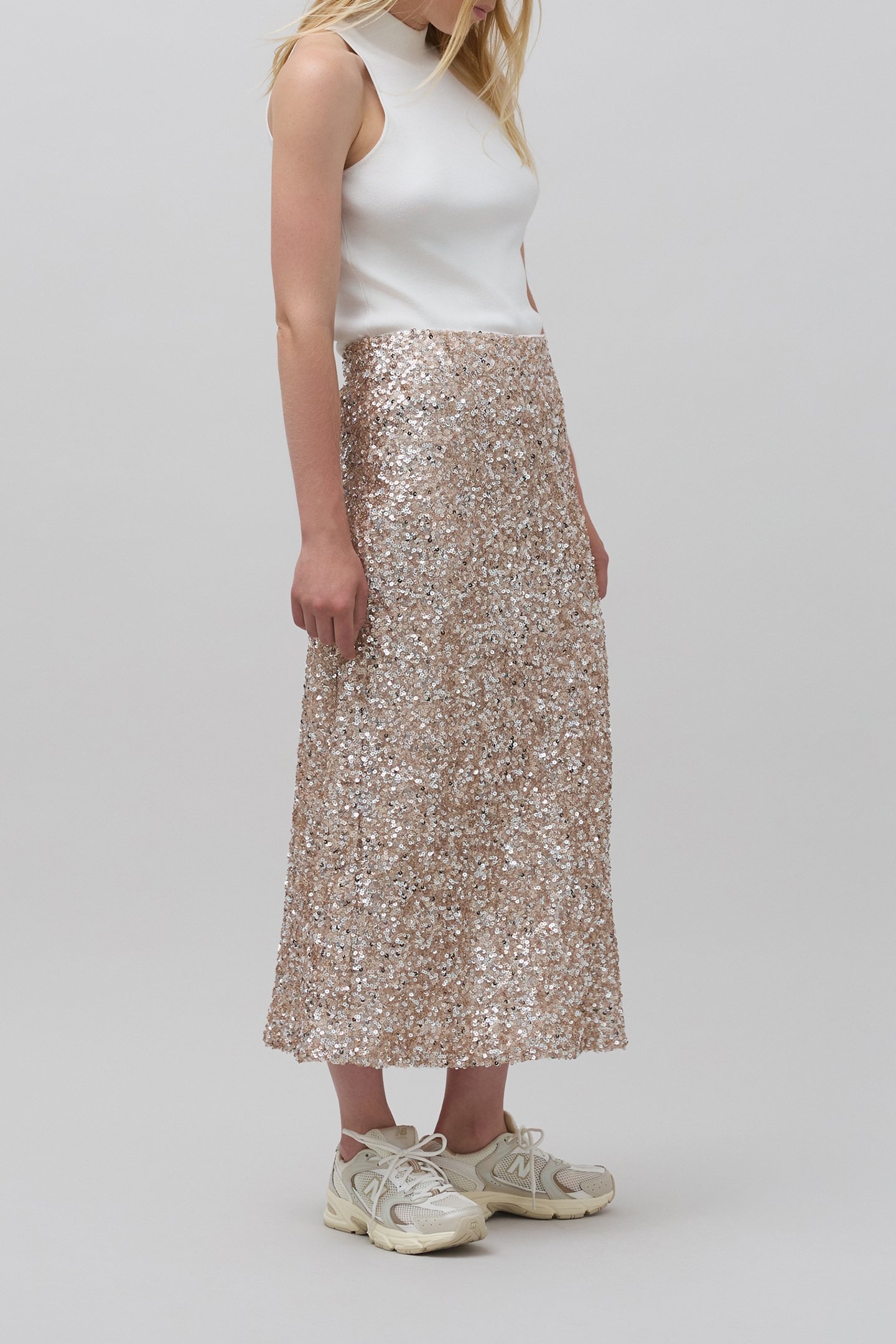 SEQUIN-EMBROIDERED CHAMPAGNE SKIRT CHAMPAGNE 5
