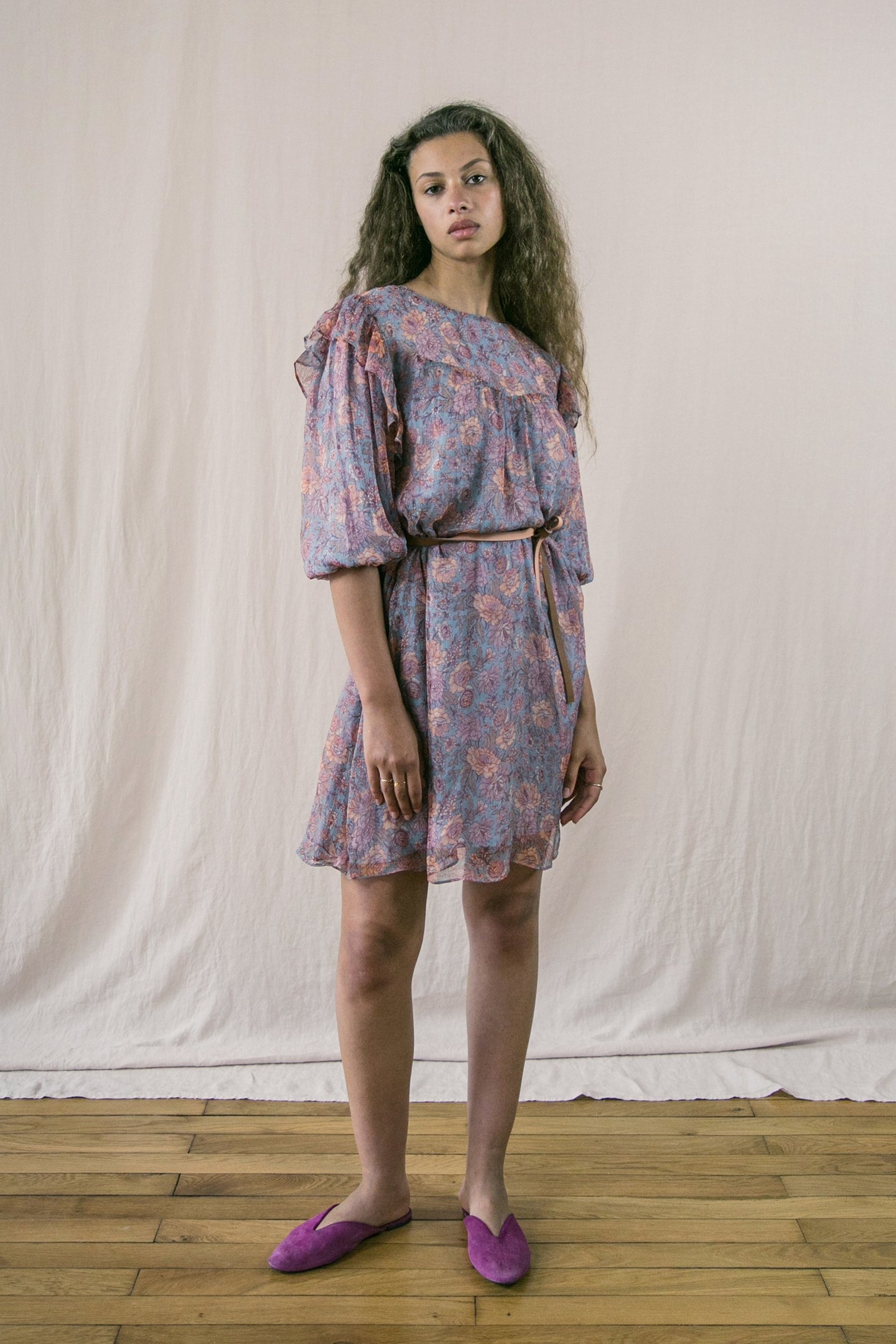 DRESS OTILIA BLUE GARDEN FLOWERS 1