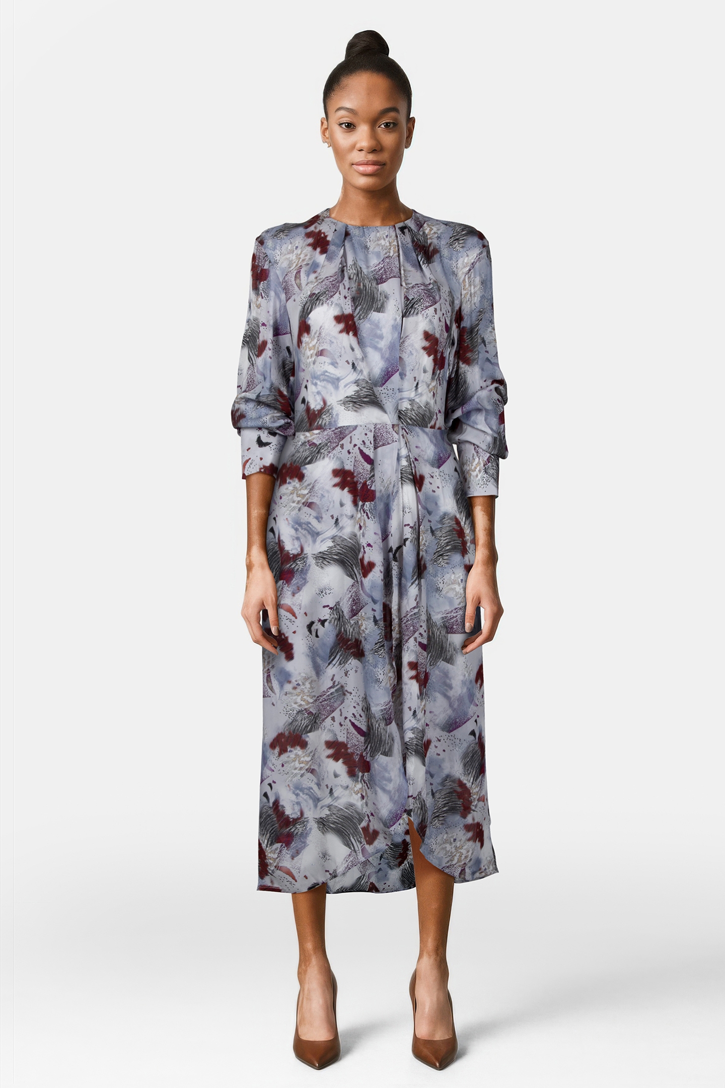 CHENOA DRESS WHITE/BURGUNDY 1