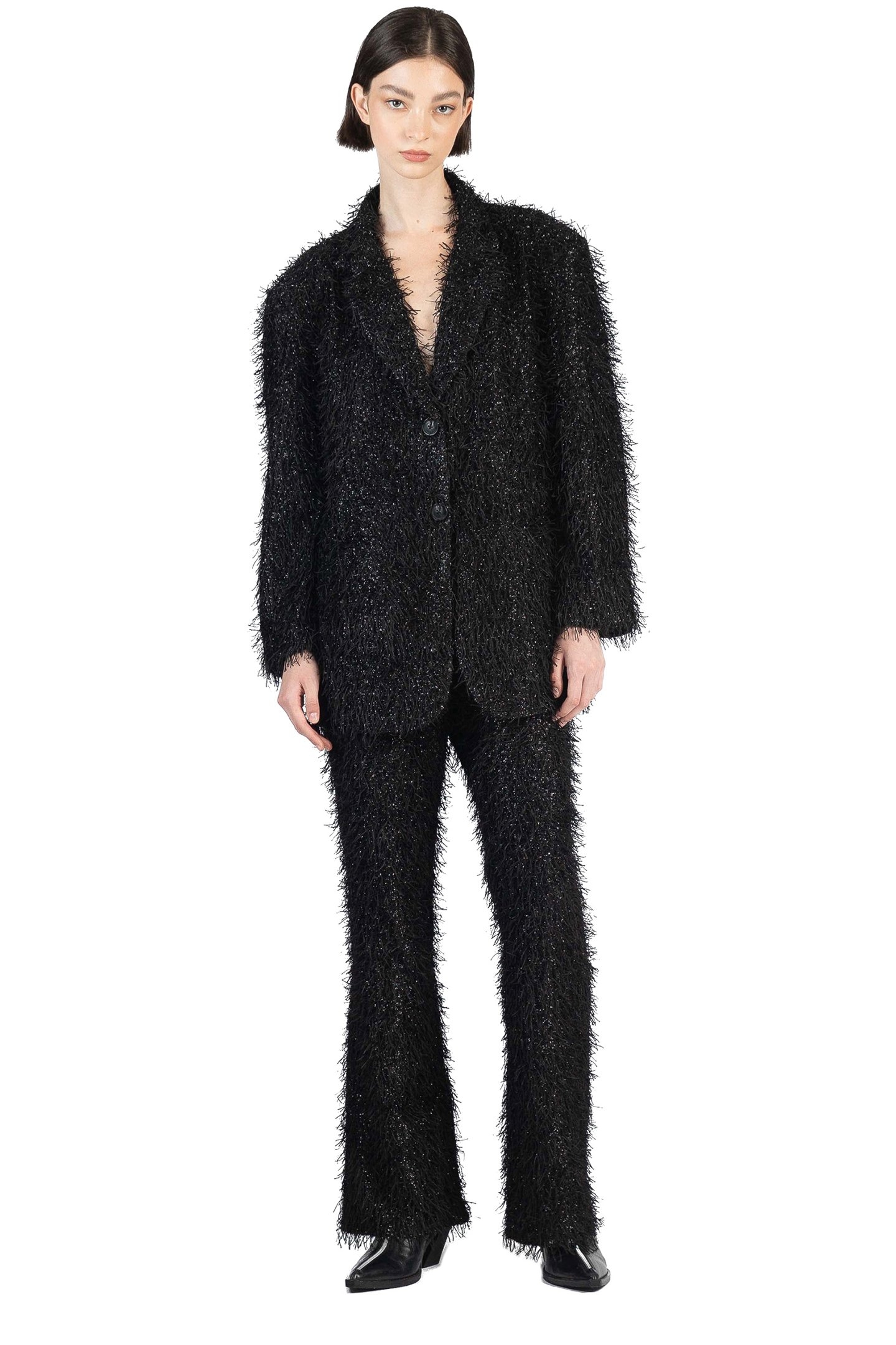 FLUFFY TAILORED JACKET BLACK 1