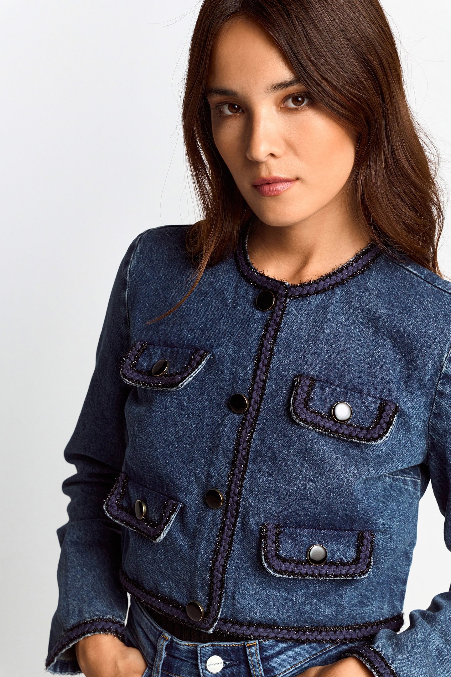 BOXY DENIM JACKET WITH TAPES DENIM BLUE 5