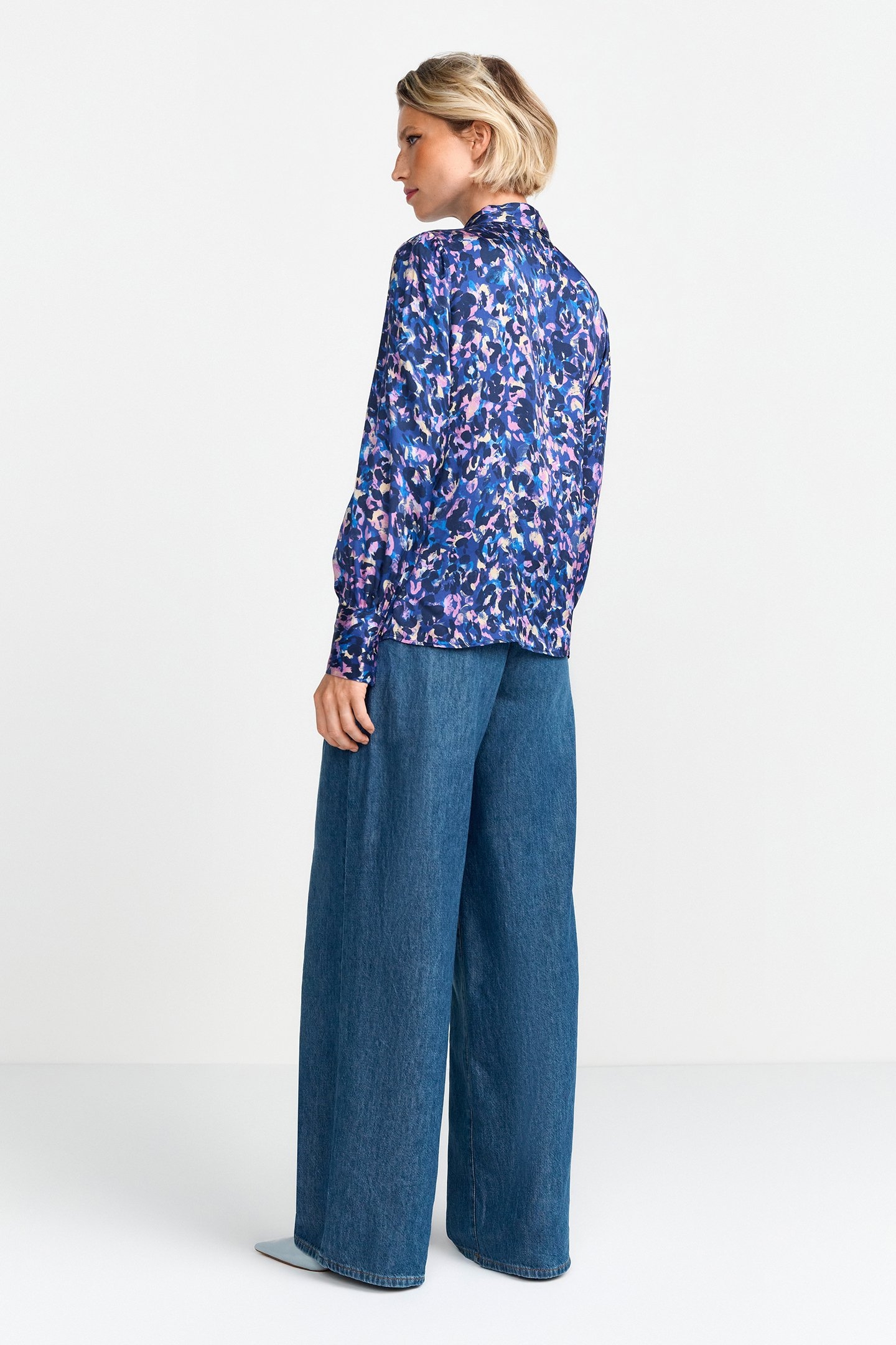 PRINTED BLOUSE WITH BOW MIDNIGHT BLUE 2