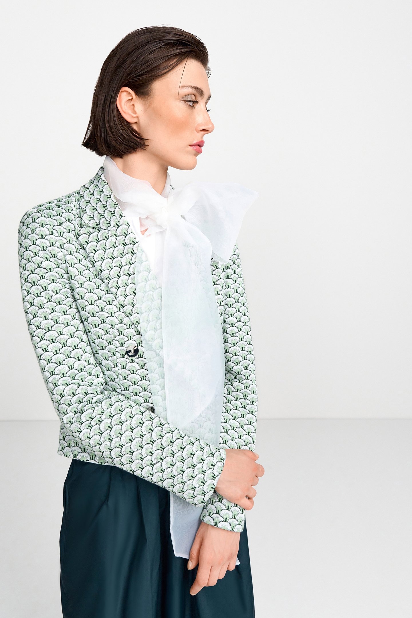 CROPPED JACQUARD BLAZER MATCHA 4