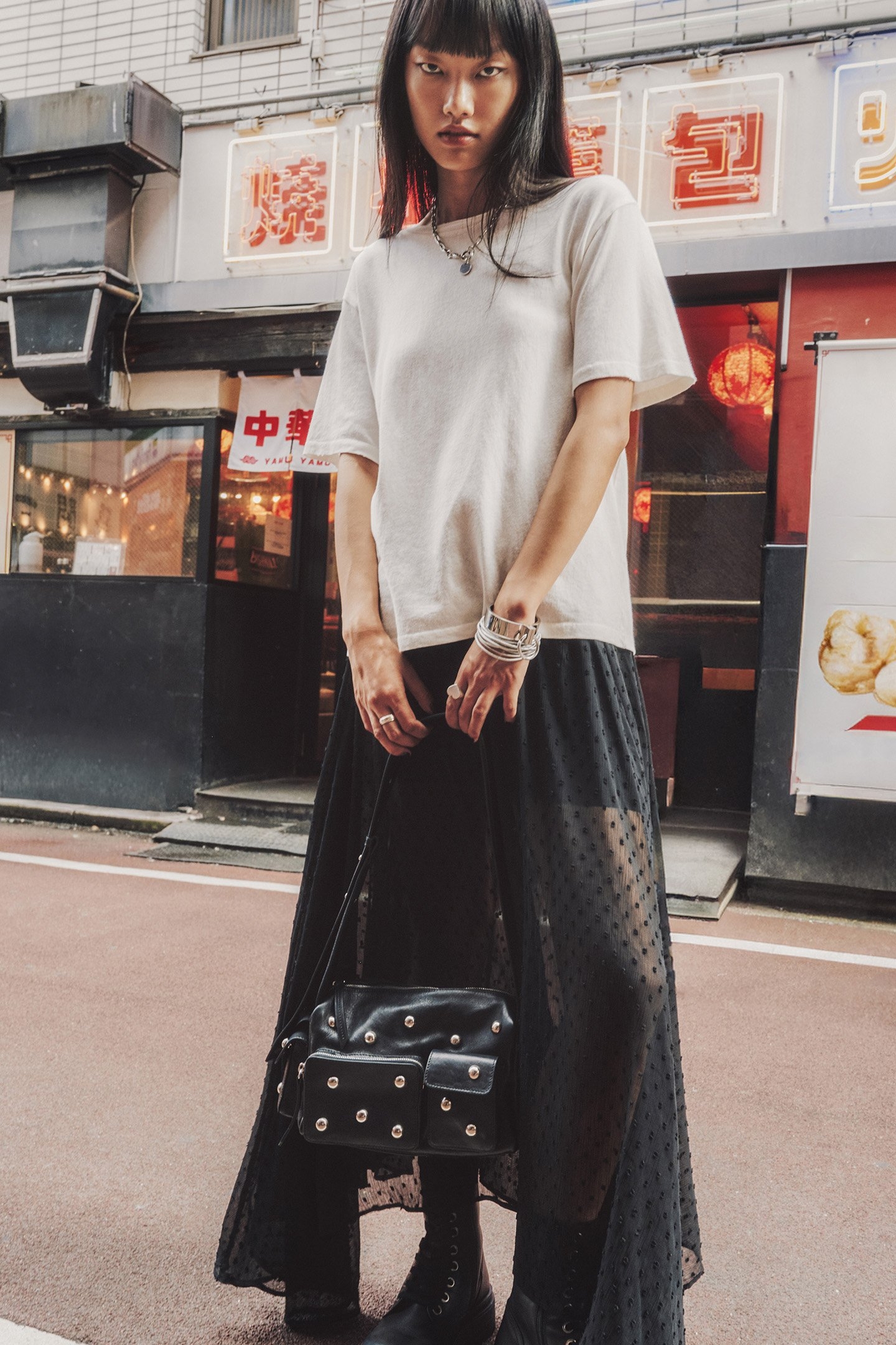 THE BLACK LONG RUFFLE SKIRT 3