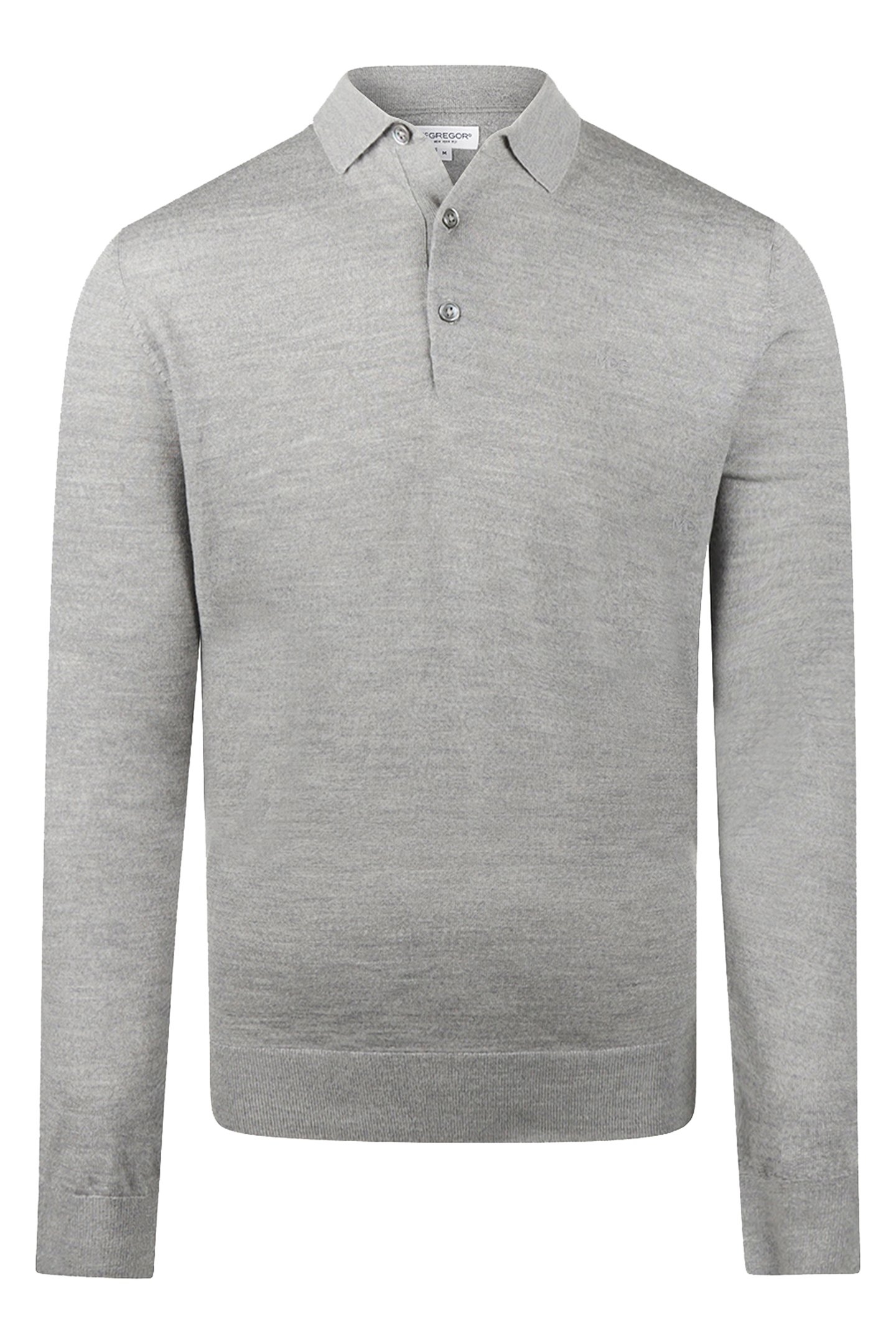 FINE MERINO POLO LONG SLEEVE MEDIUM GREY MELANGE 4