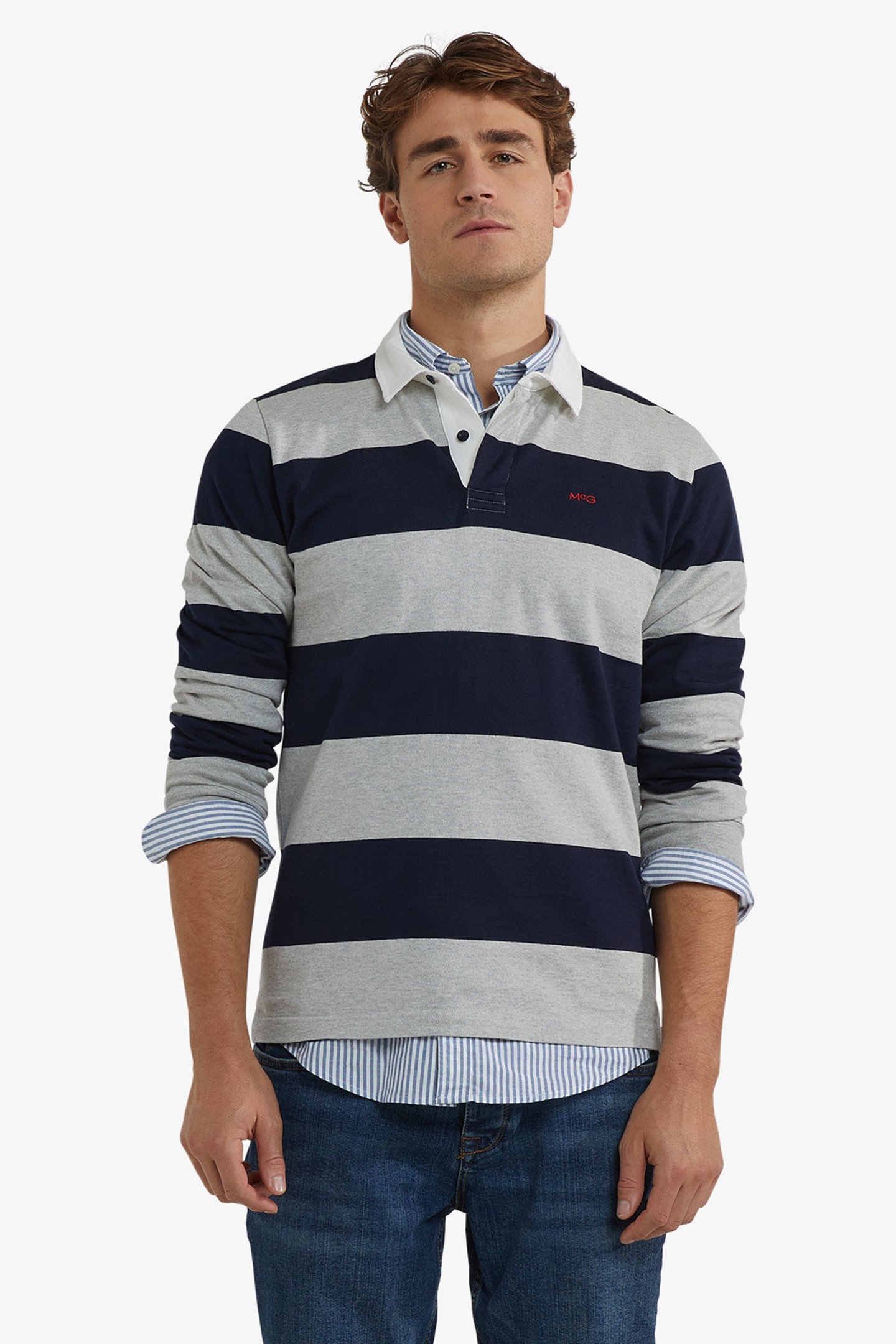 STRIPED RUGBY MEDIUM GREY MELANGE 1