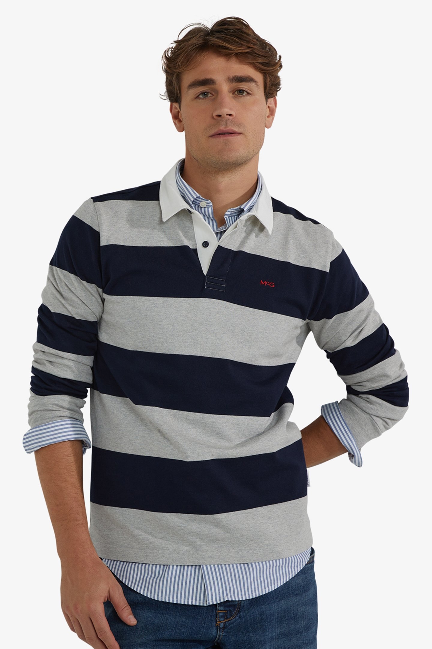 STRIPED RUGBY MEDIUM GREY MELANGE 4
