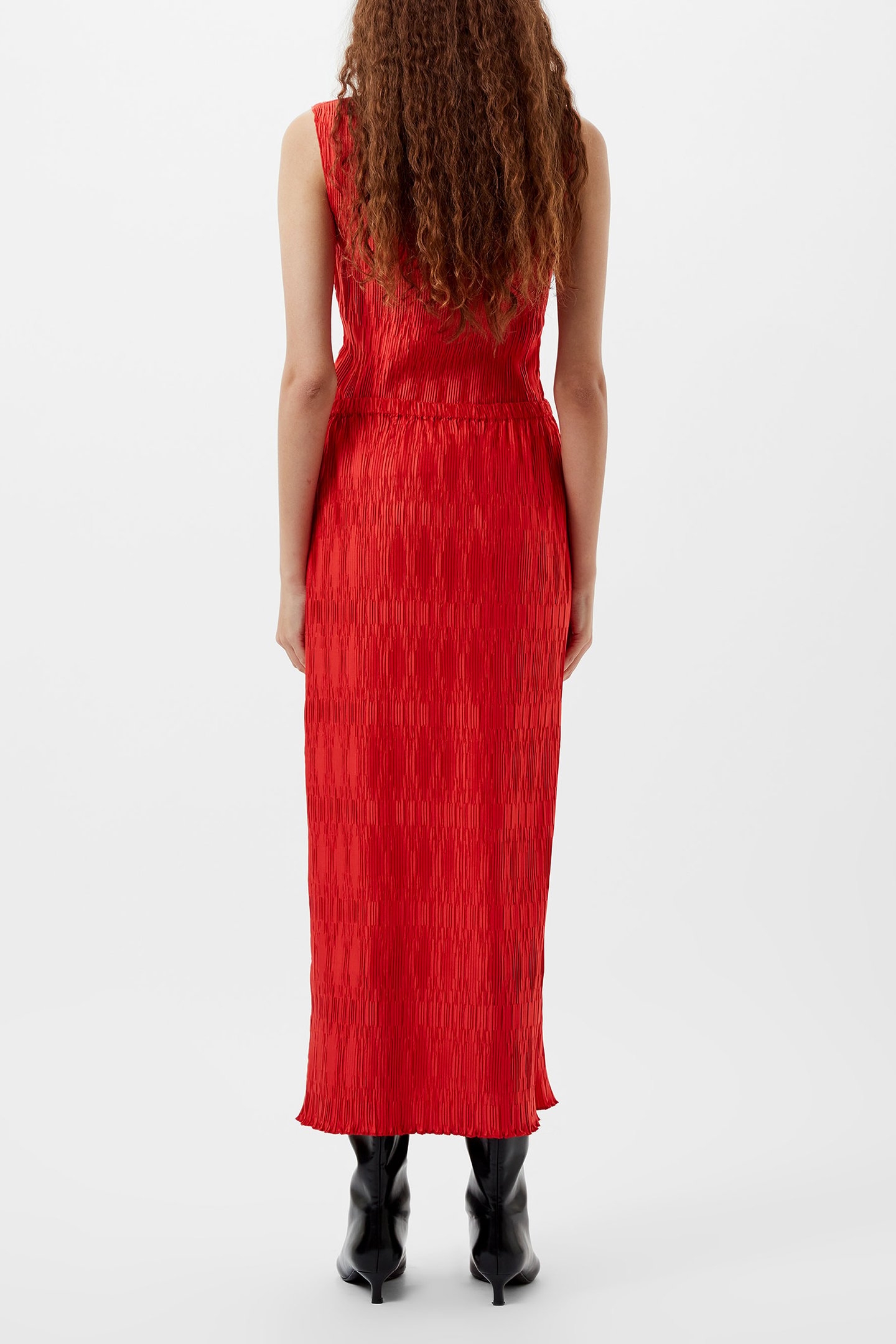 MOIRA PLEATED SKIRT SCARLET RED 3