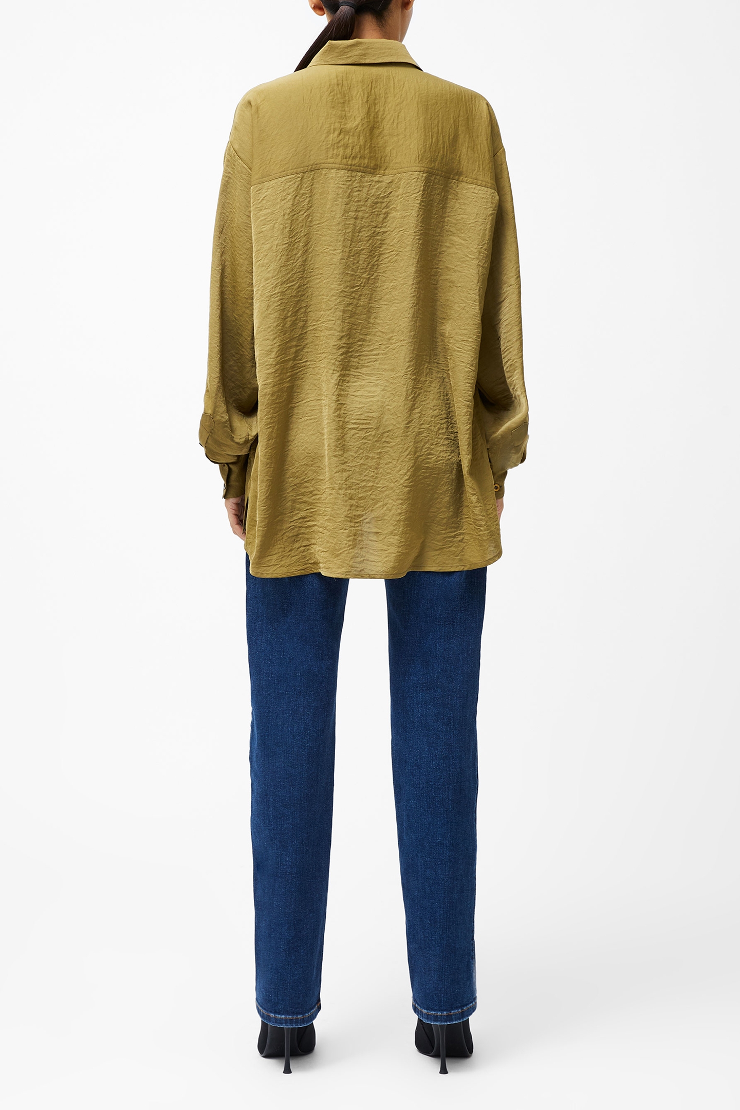 BLAINE SATIN SHIRT GOLDEN OLIVE KHAKI 2