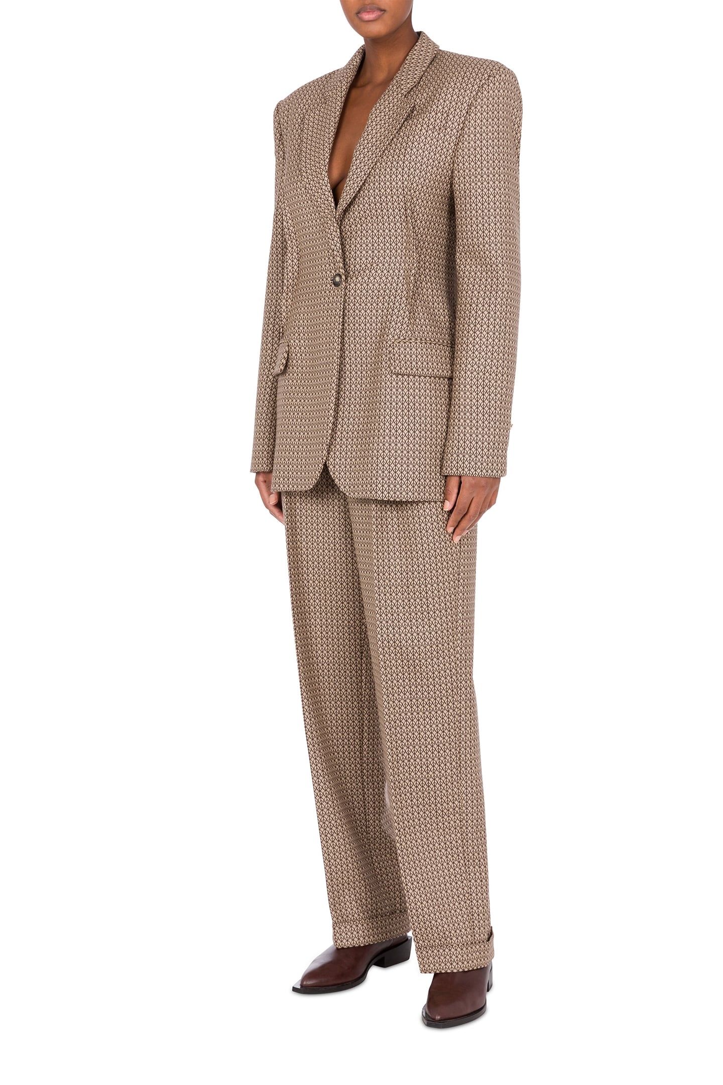 PEACE JACQUARD WOOL JACKET BEIGE 1