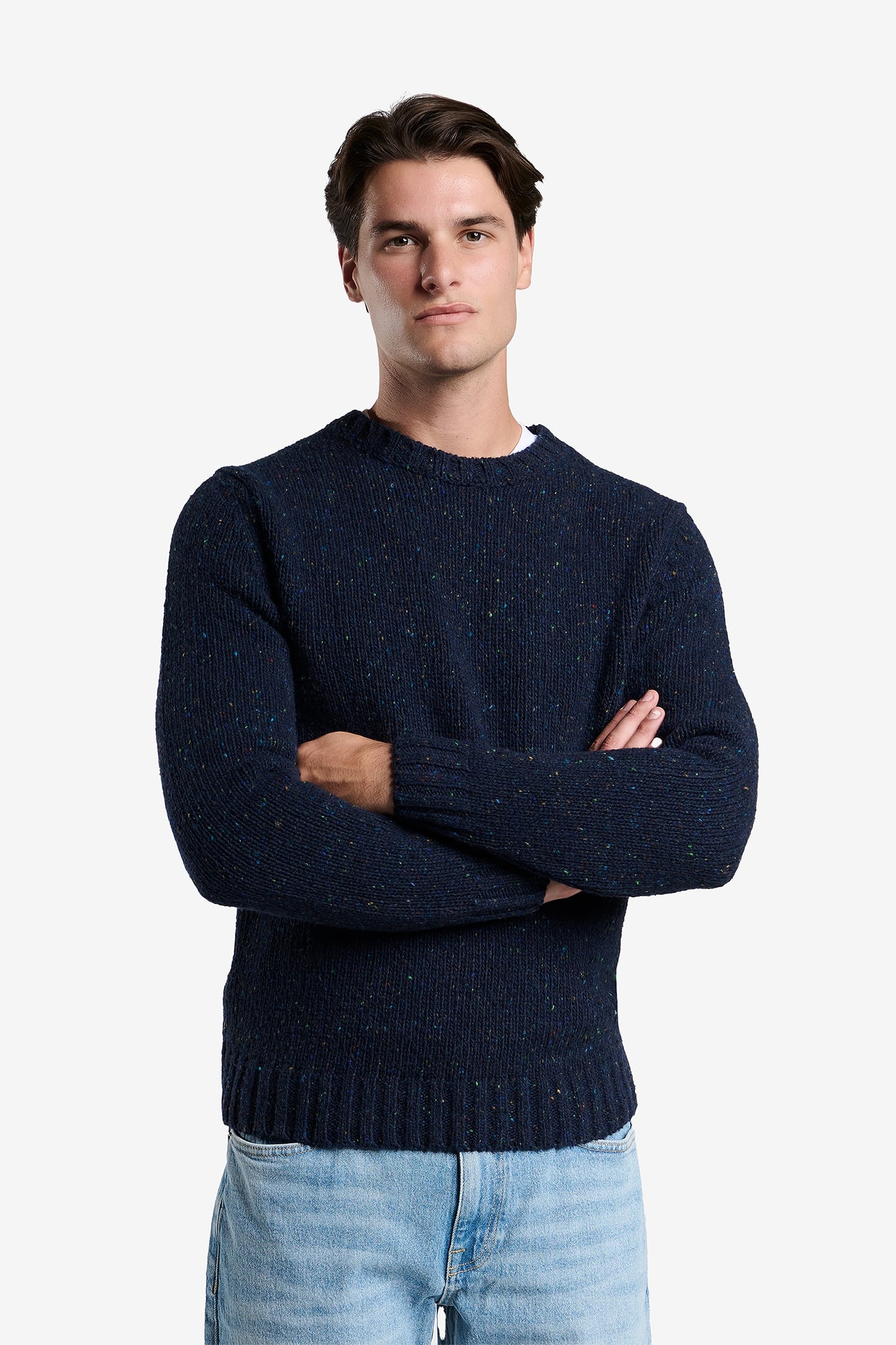 HINTON DONEGAL WOOL BLEND NAVY 1
