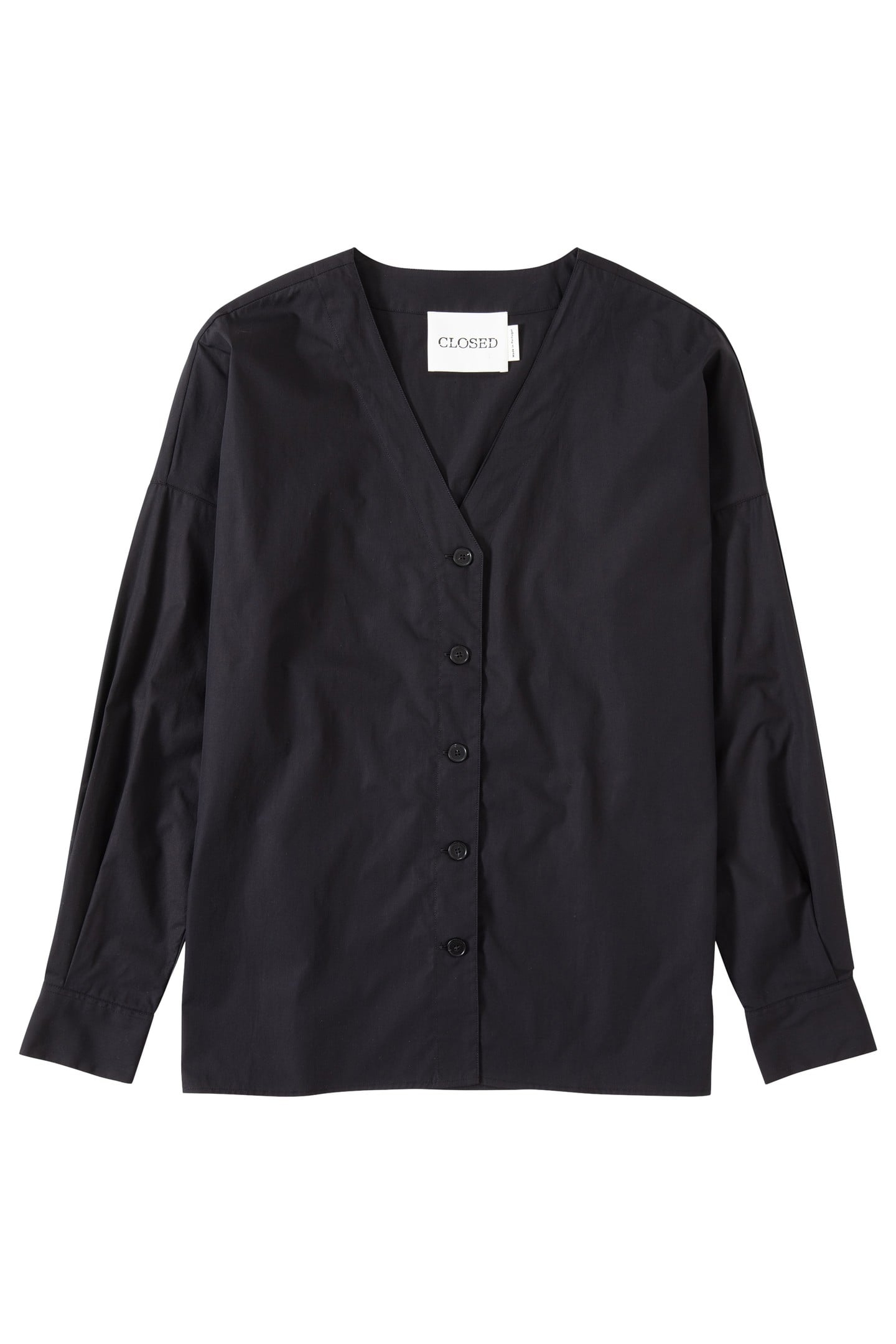NO COLLAR BLOUSE SHIRT BLACK 1