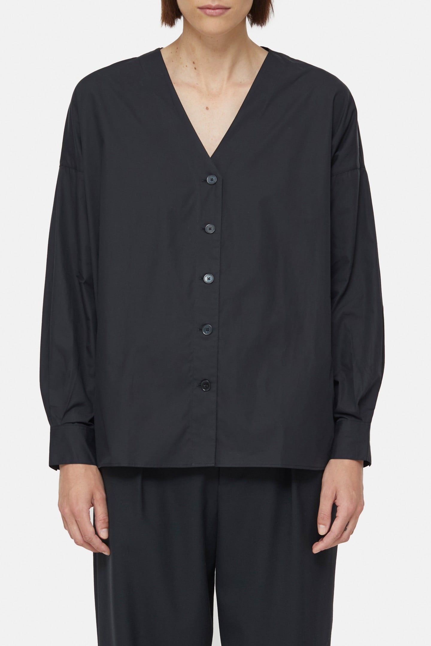 NO COLLAR BLOUSE SHIRT BLACK 5