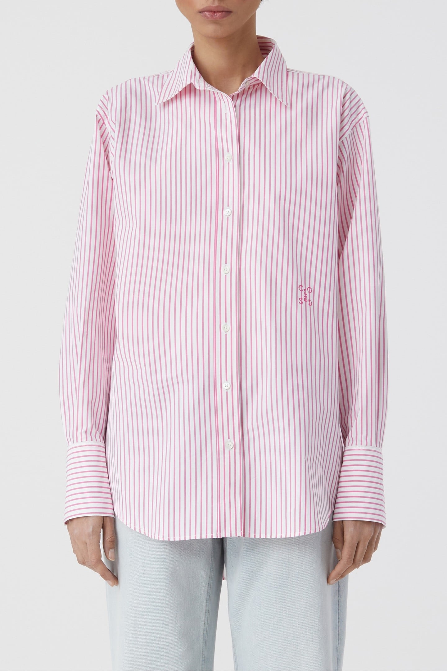 CLASSY LONG CUFF BLOUSE SHIRT FIERY PINK 2