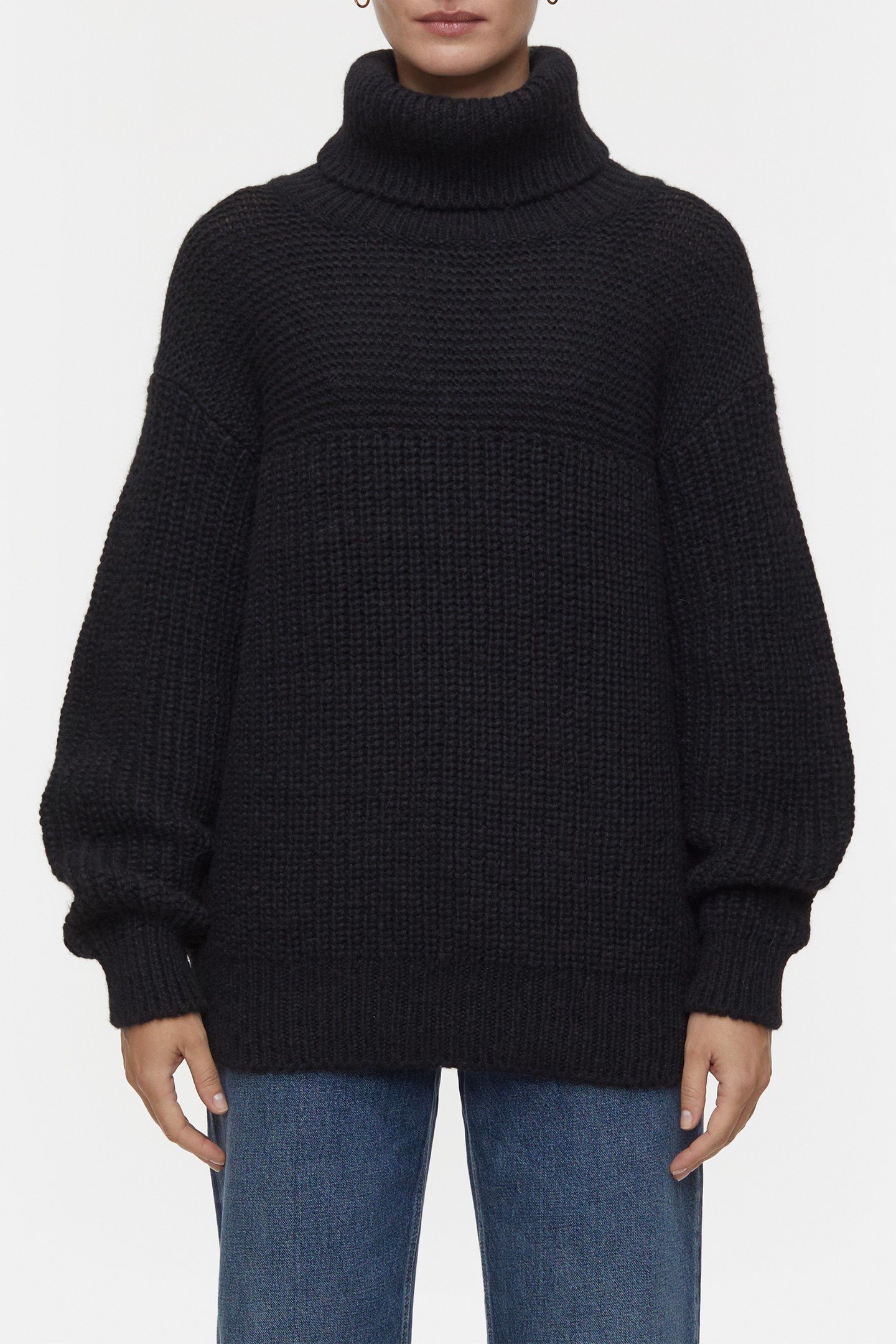 CHUNKY ROLL NECK KNITS BLACK 2