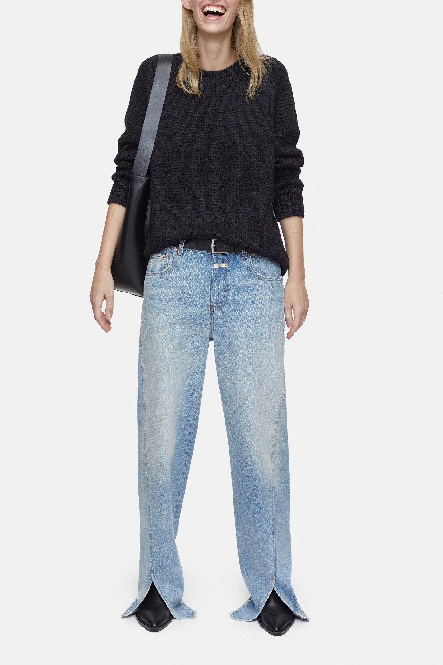 CREW NECK LONG SLEEVES KNITS BLACK 2