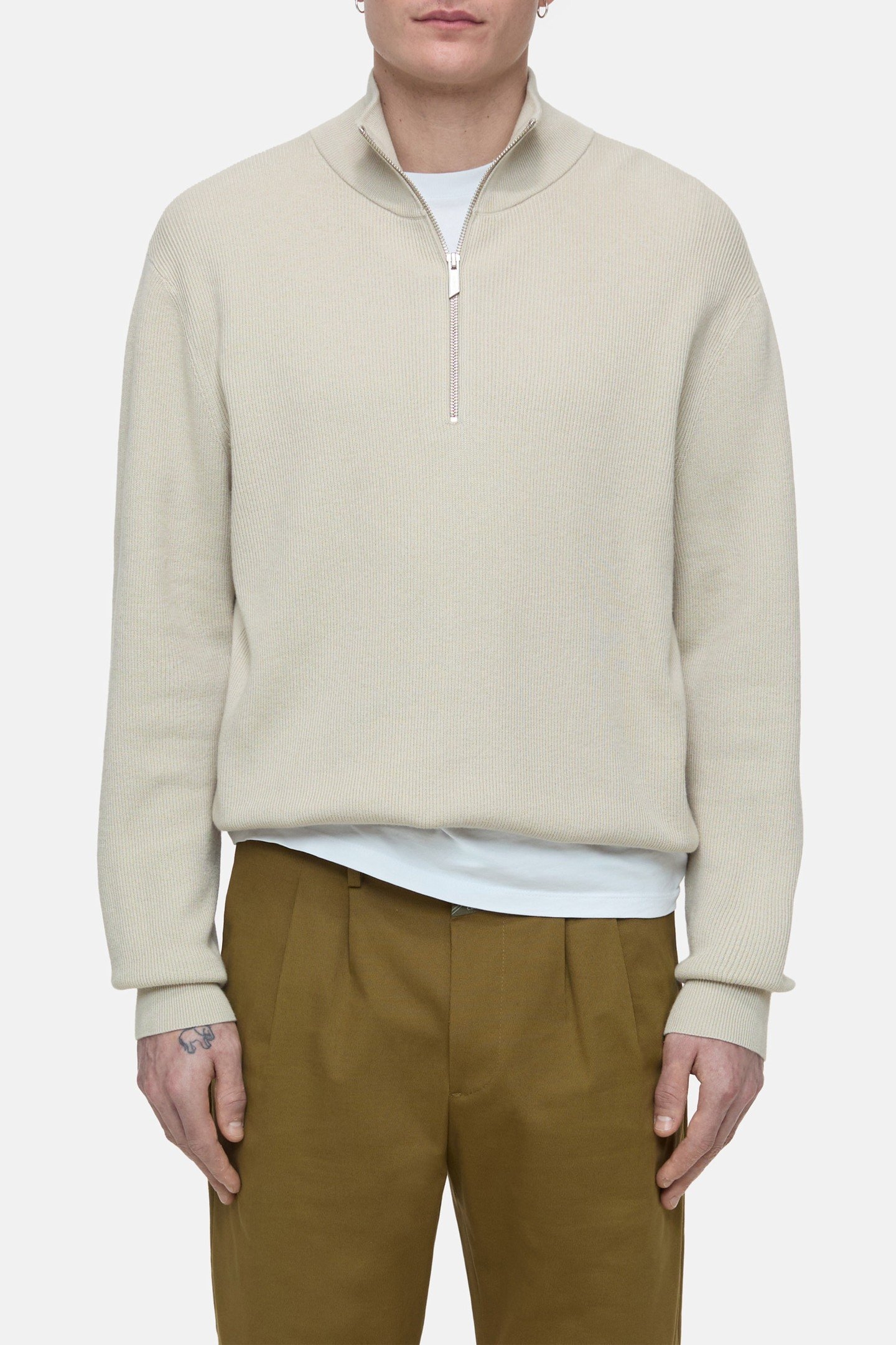 HALF ZIP JUMPER KNITS TONKA BEIGE 1