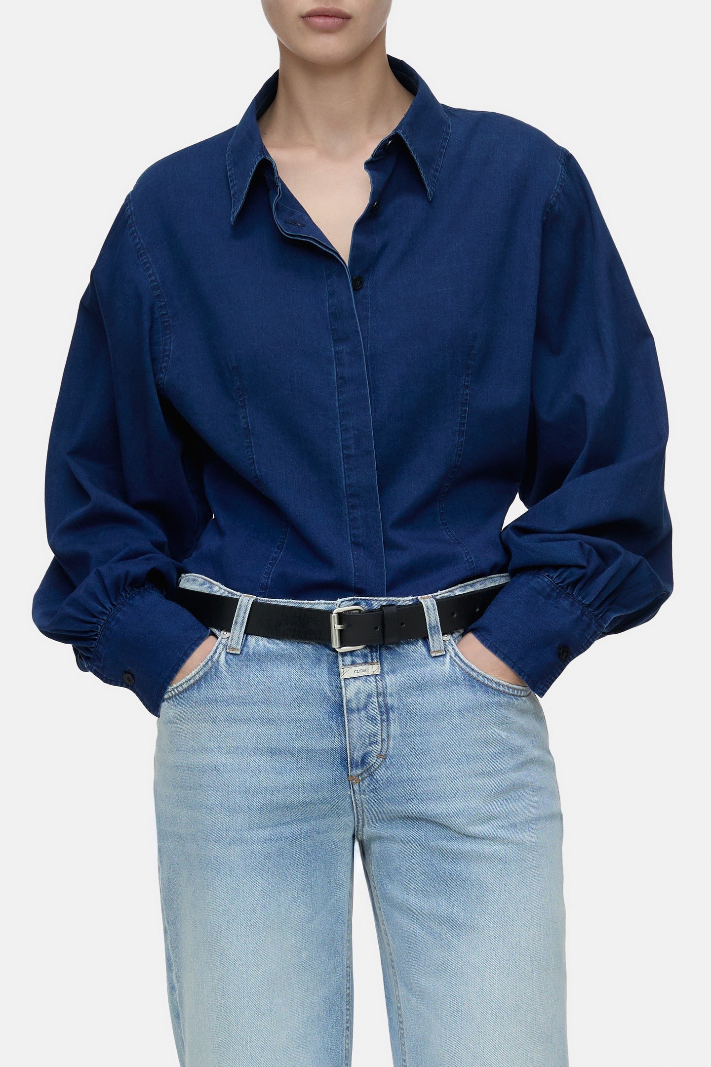 CROPPED BLOUSE SHIRT DARK BLUE 1
