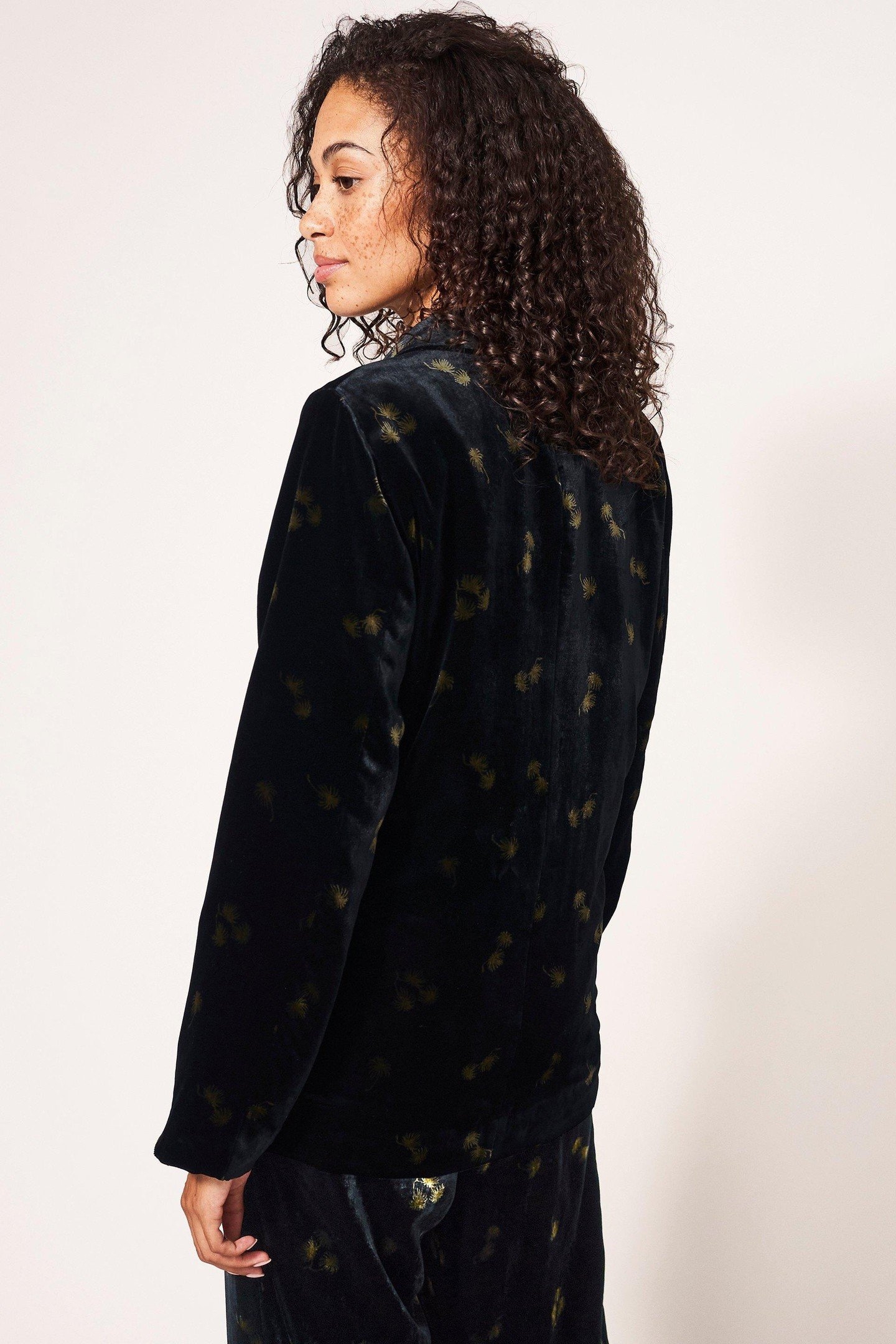 BELLE VELVET BLAZER BLACK MULTI 2