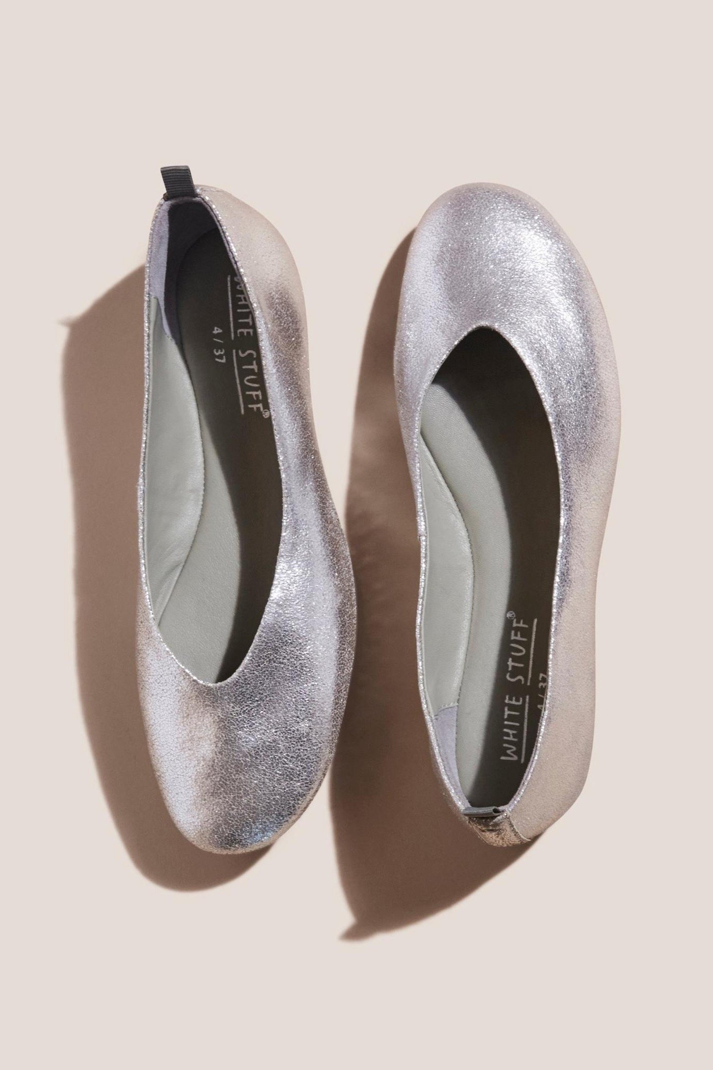 LEATHER BALLET PUMP PEWTER METALLIC 3