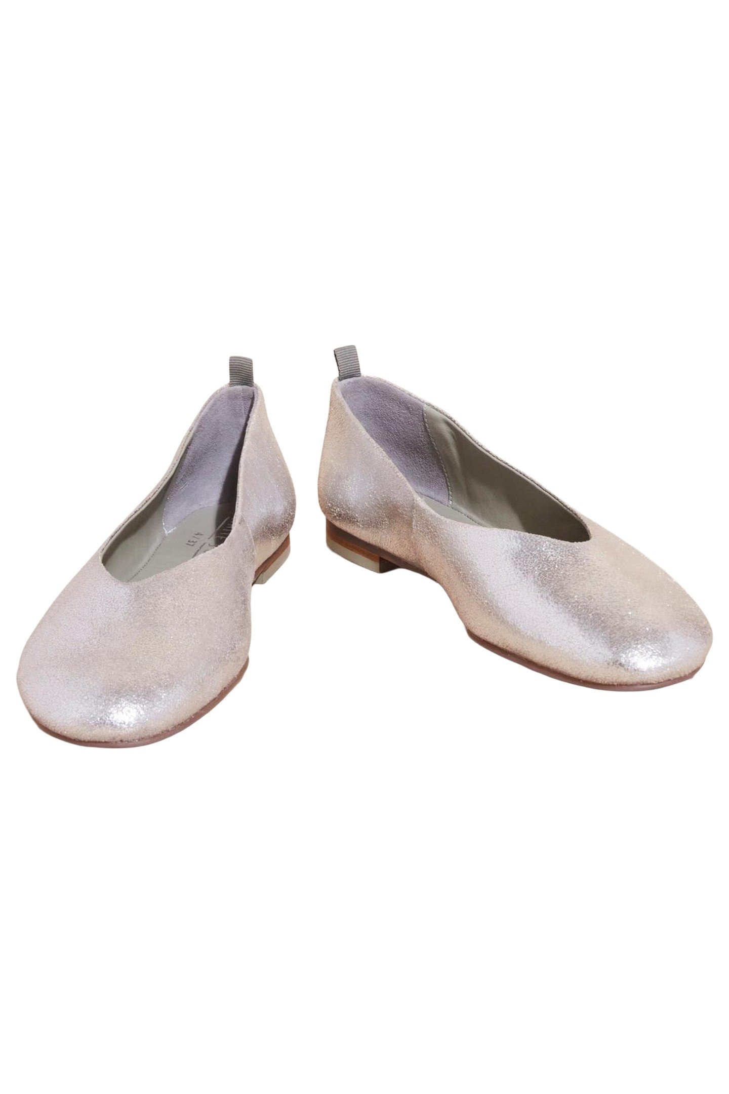 LEATHER BALLET PUMP PEWTER METALLIC 2