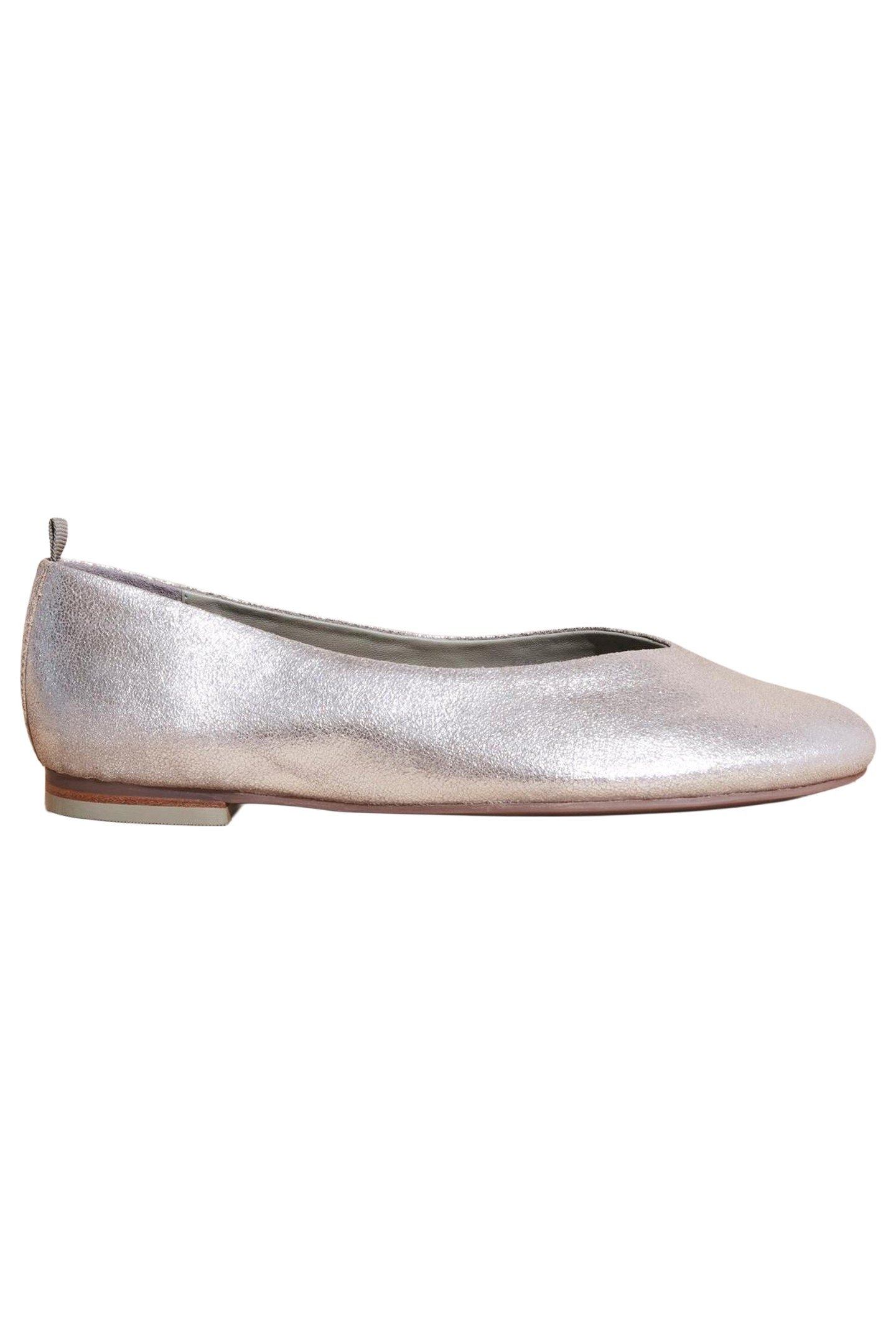 LEATHER BALLET PUMP PEWTER METALLIC 1