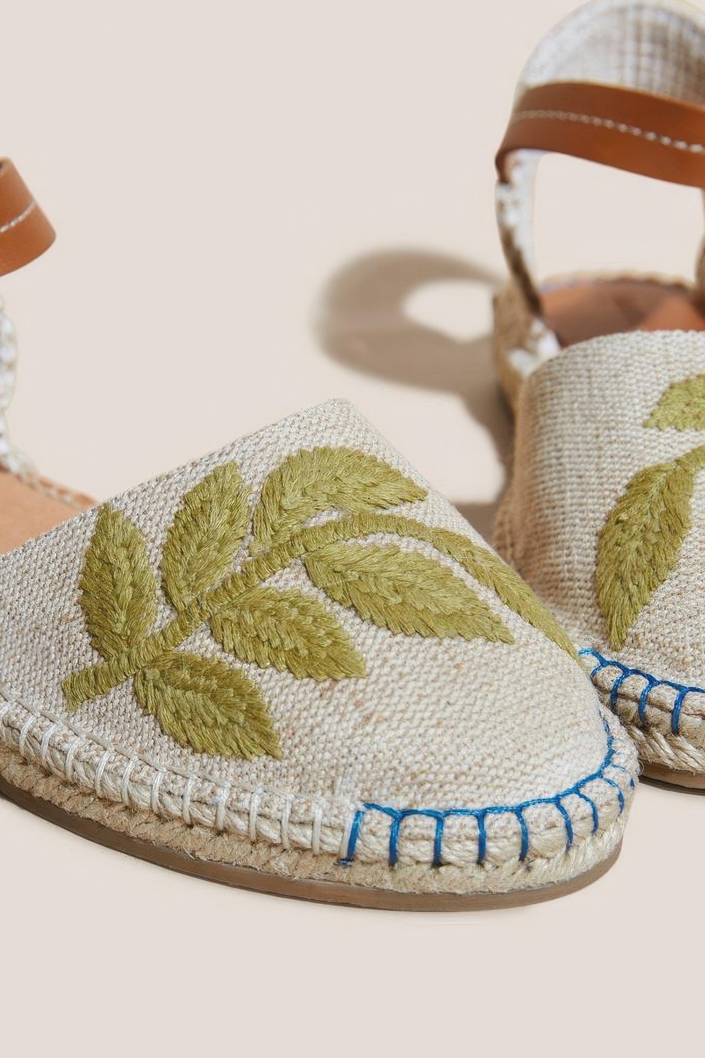 LEAF TWO PART FLAT ESPADRILLE NATURAL MULTI 7