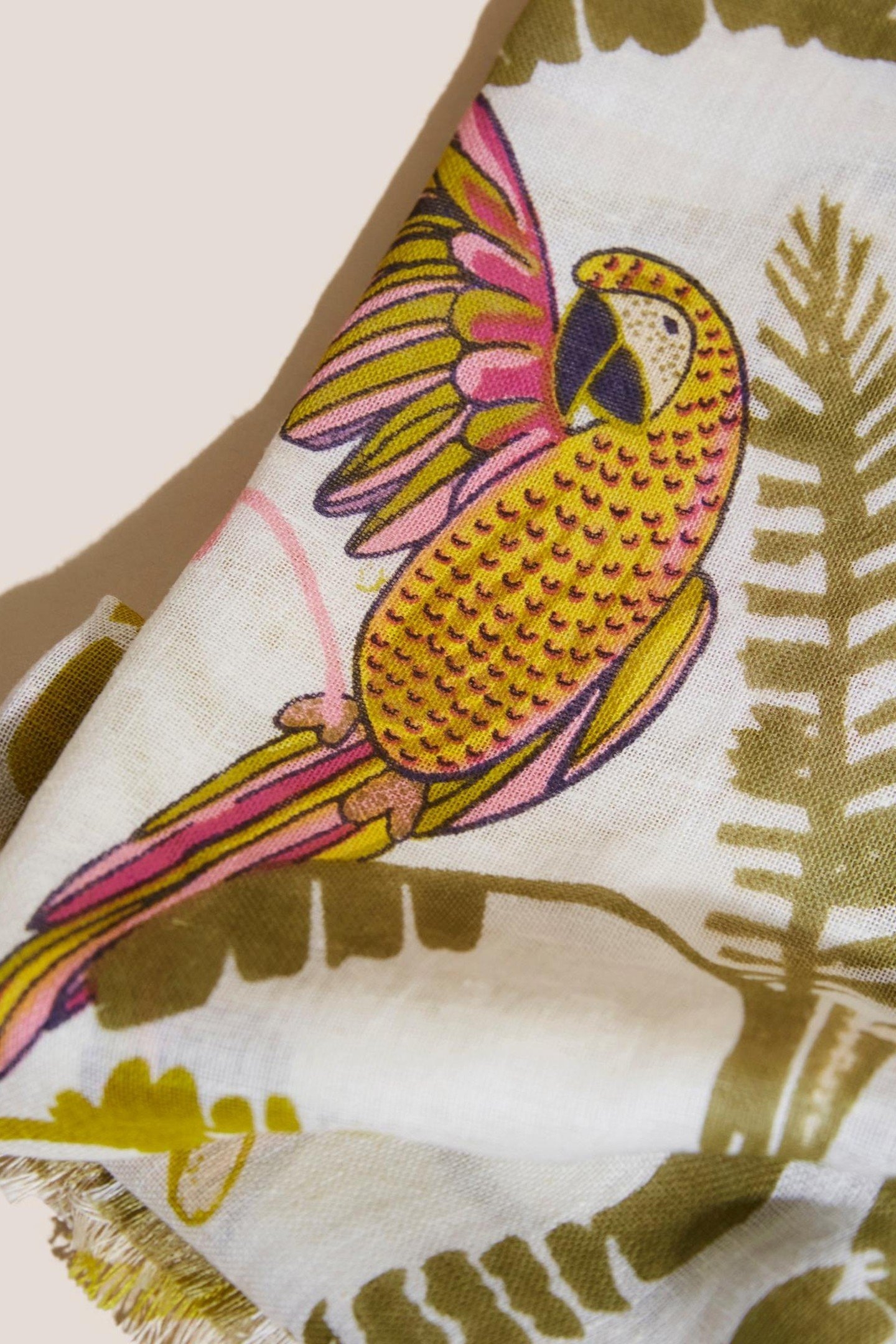 TROPICAL PRINTED COTTON SCARF WHITE MULTI 4