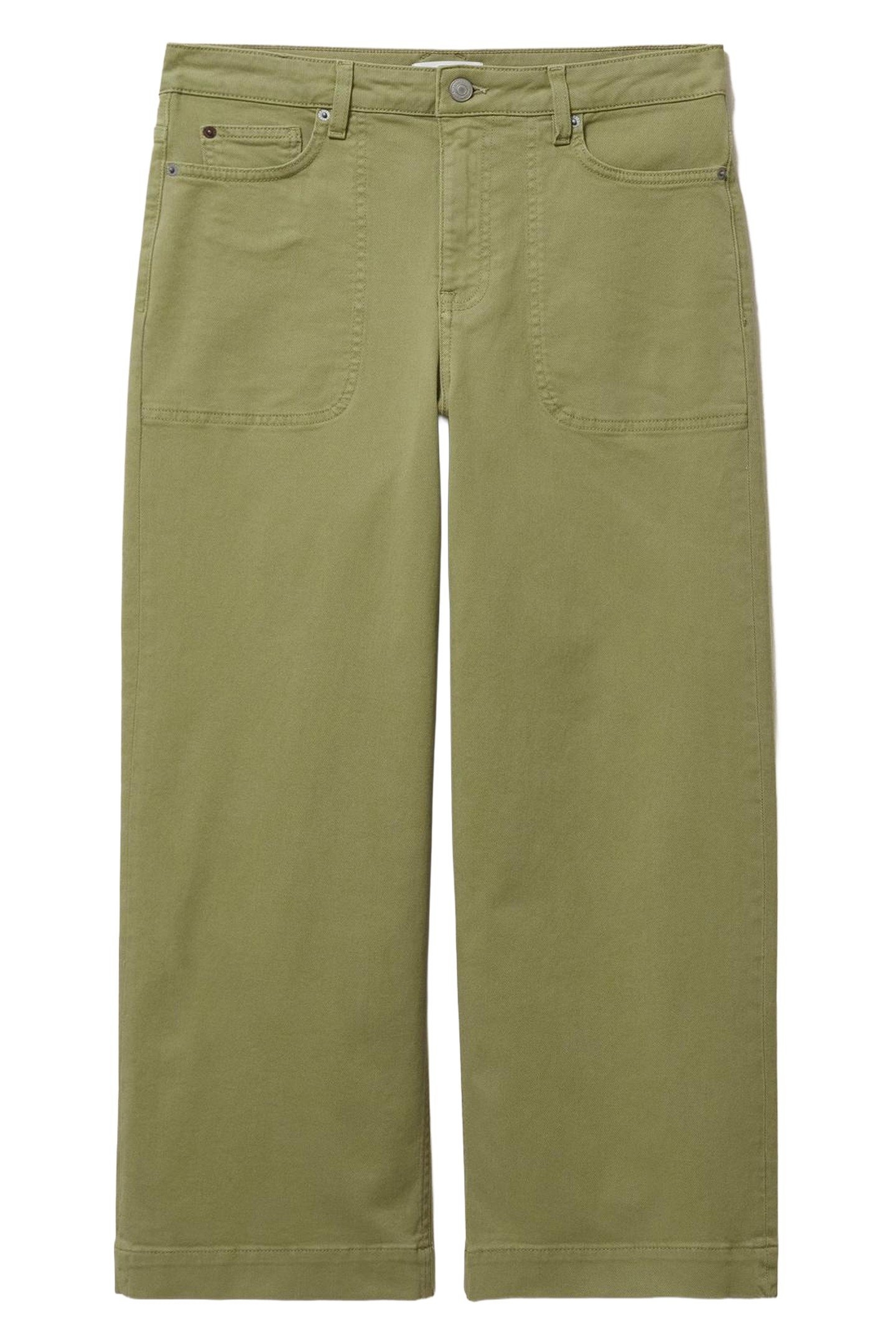 TIA WIDE LEG CROPPED JEAN MID GREEN 3