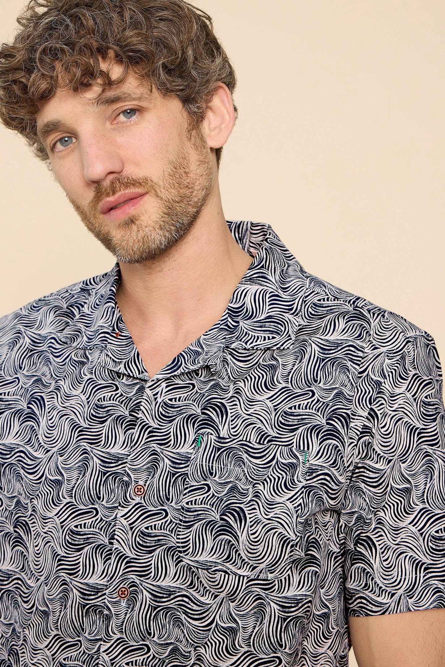 WAVES PRINTED SS SHIRT NAVY PRINT 4