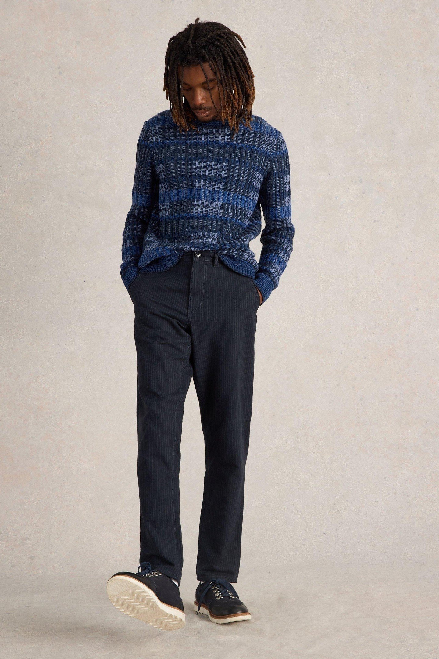 PATCHWORK TEXTURED CREW BLUE MULTI 4