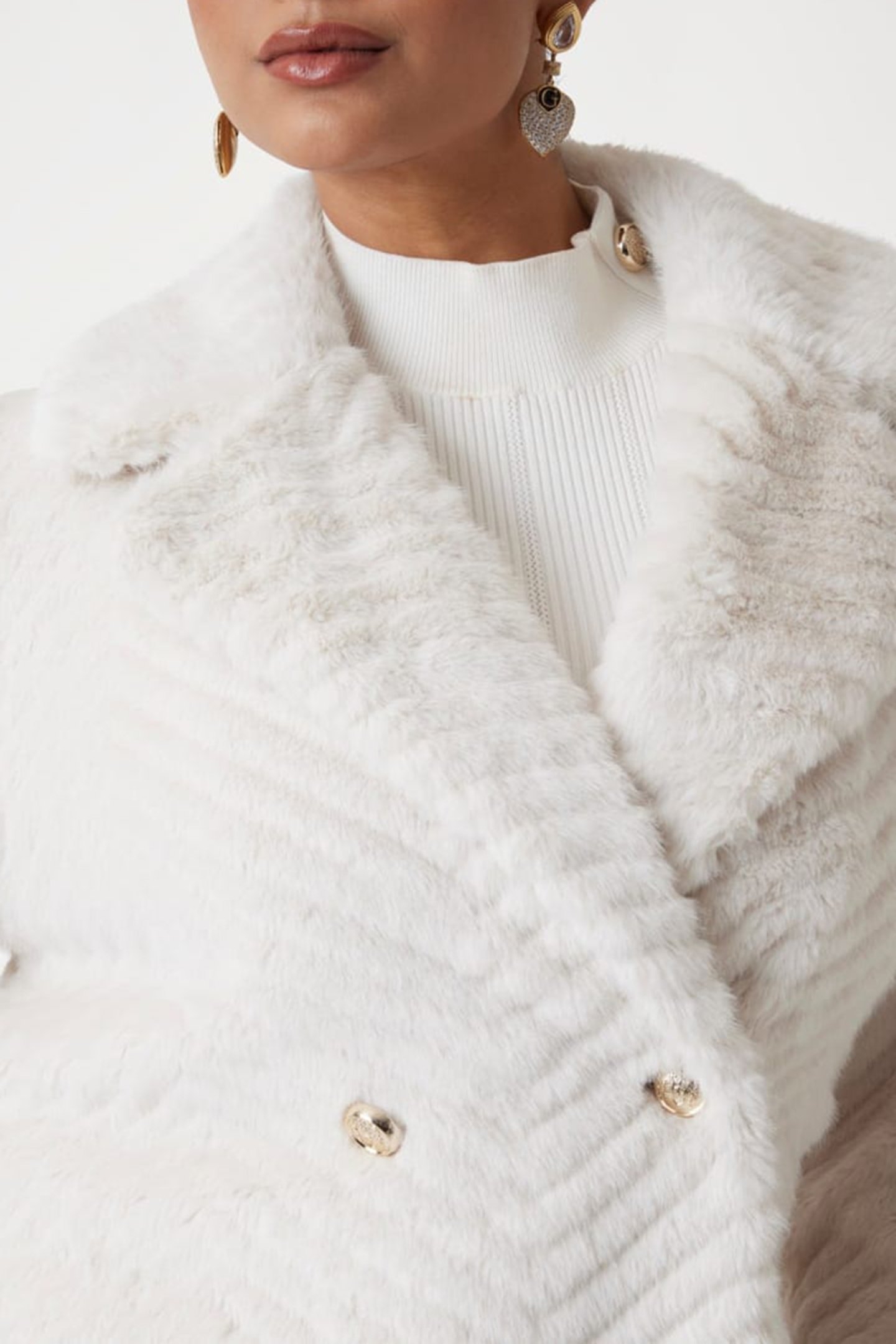 CLAIRE LONG COAT FAUX FUR PALE PEARL MULTI 5