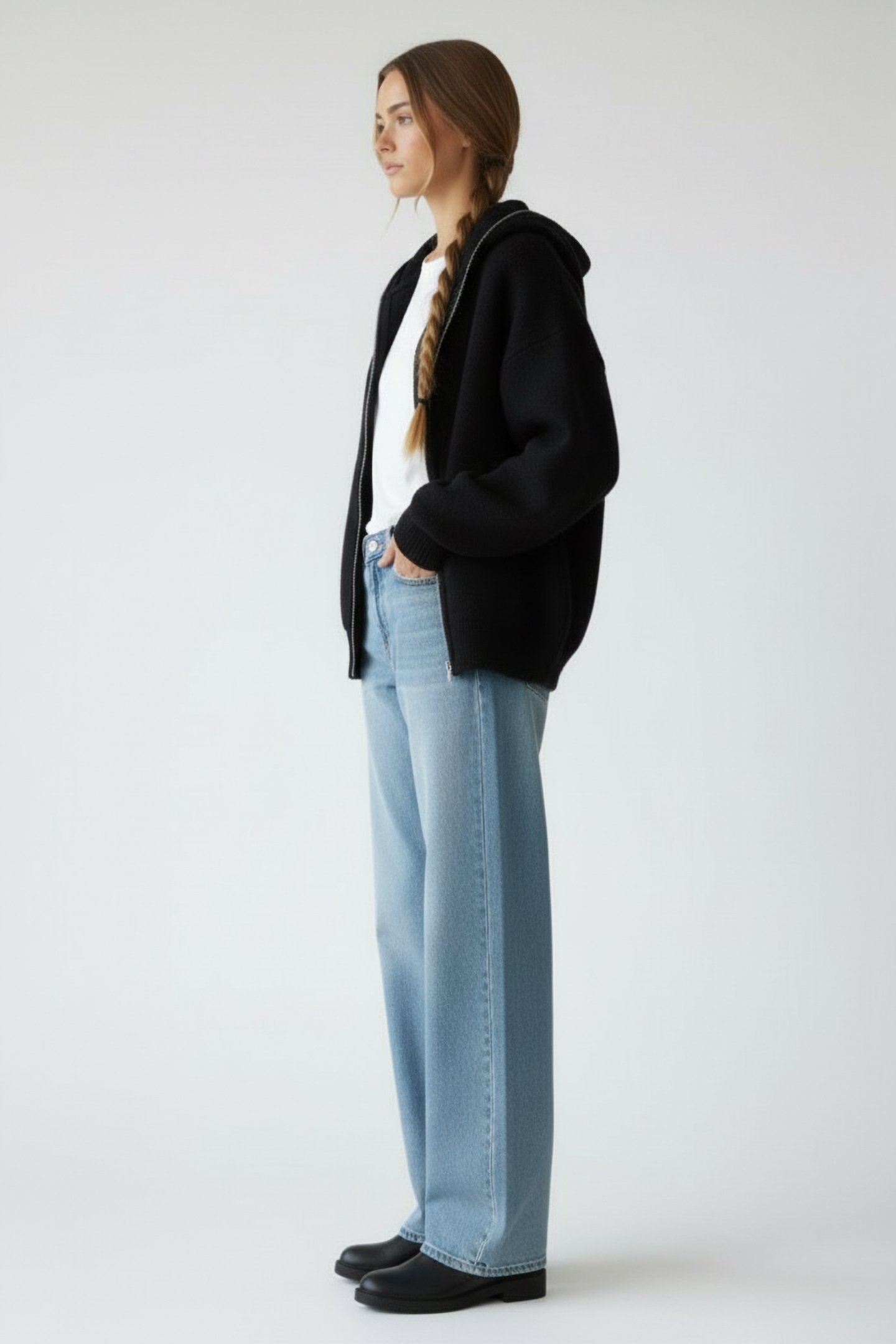 RICK OWENS – KNIT SWEATER GIMP HOODIE BLACK 5