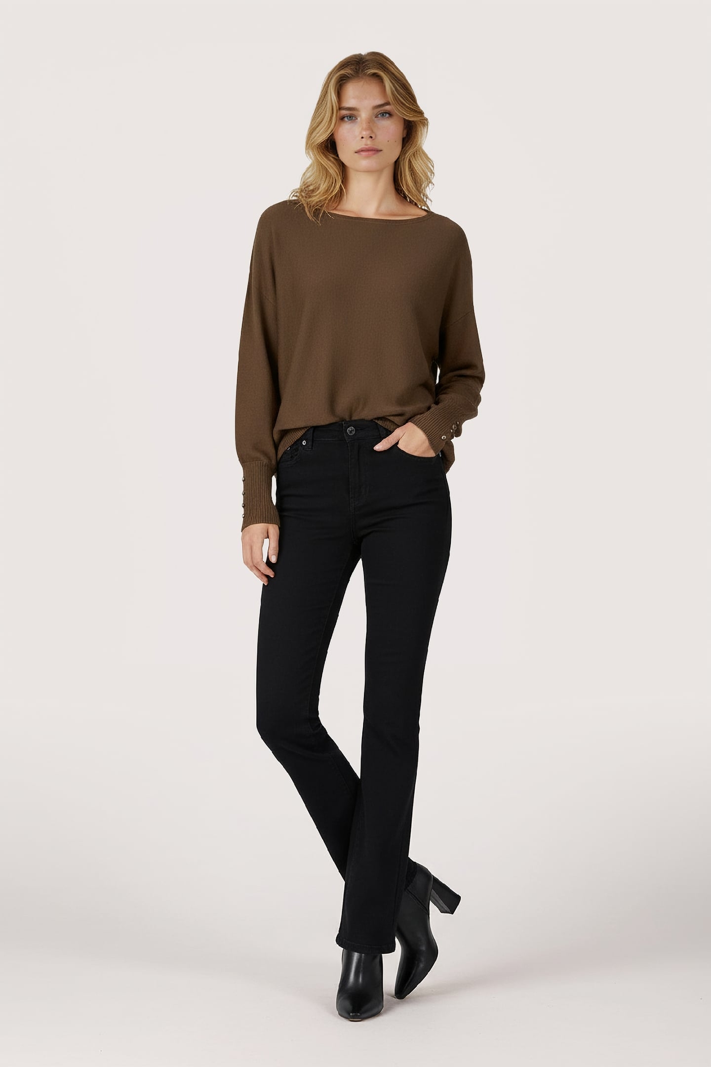 SWEATER BATWING BUTTONED CUFF ARMY GREEN 2