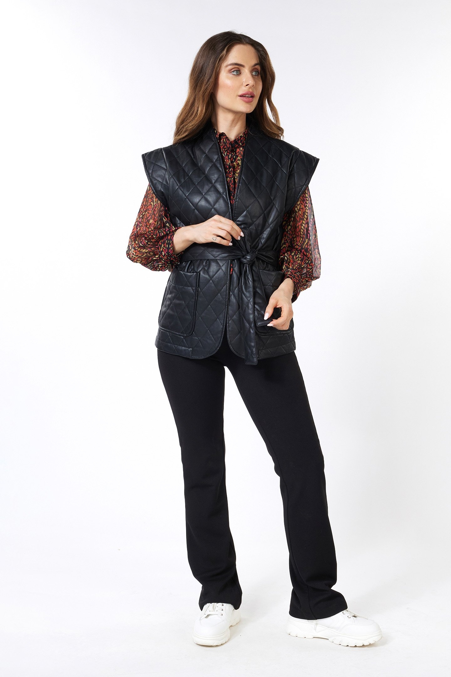 GILET PADDED PU BLACK 3