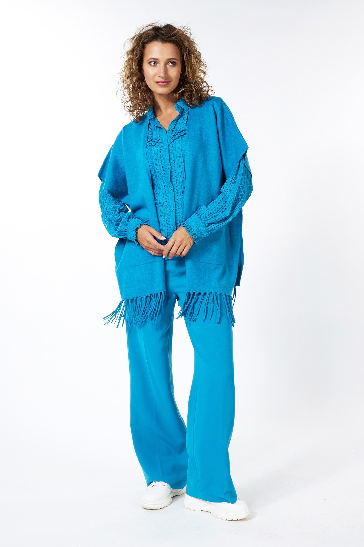 PONCHO FRINGES PETROL 3