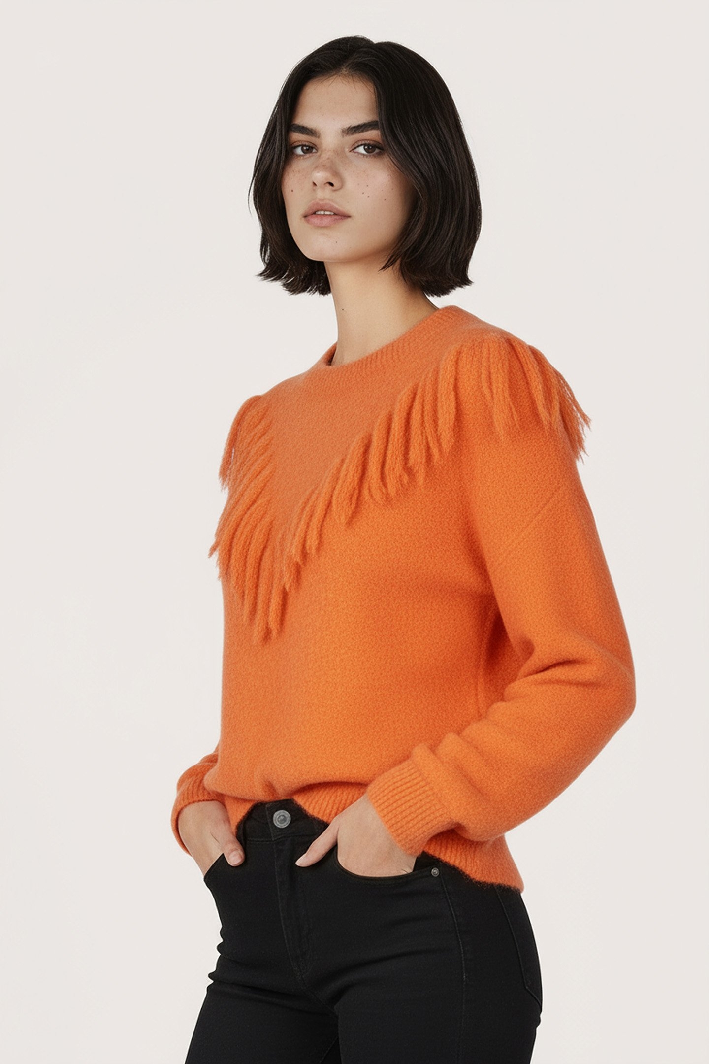 SWEATER FRINGES SOFT ORANGE 1