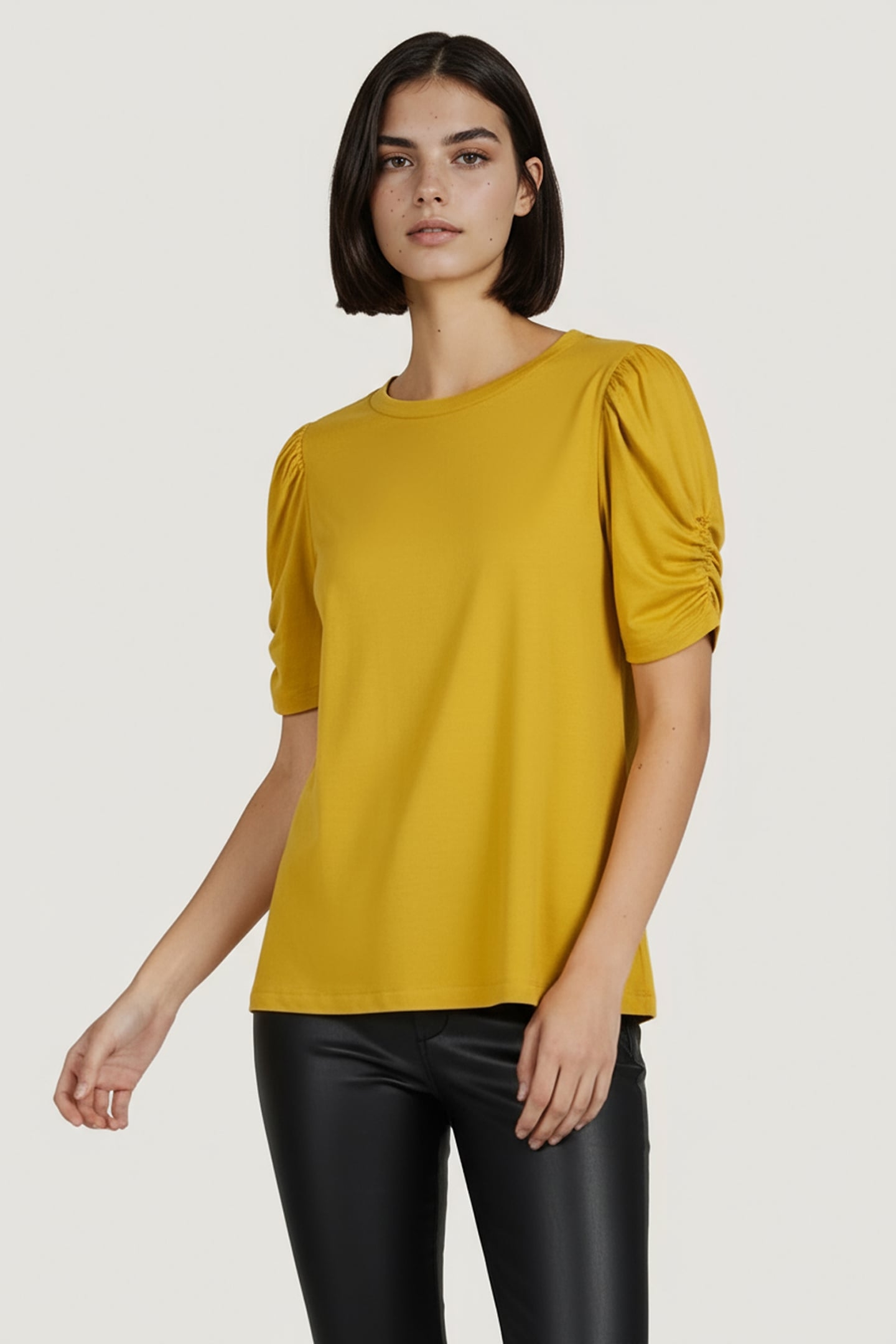 T-SHIRT MODAL PUFF S/SLVE OCHRE 1