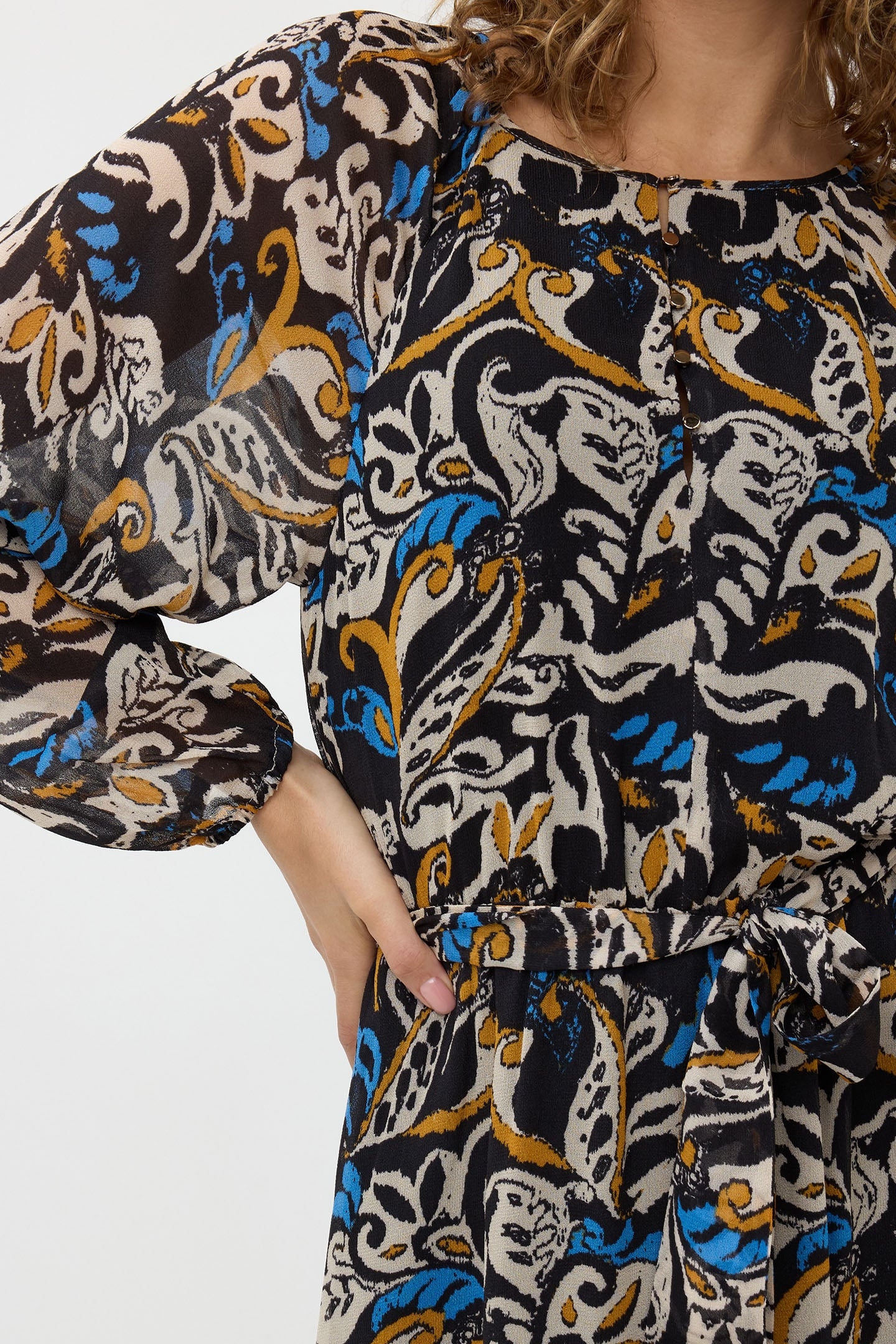 DRESS RAGLAN ELEGANT LEAVES PRINT 6