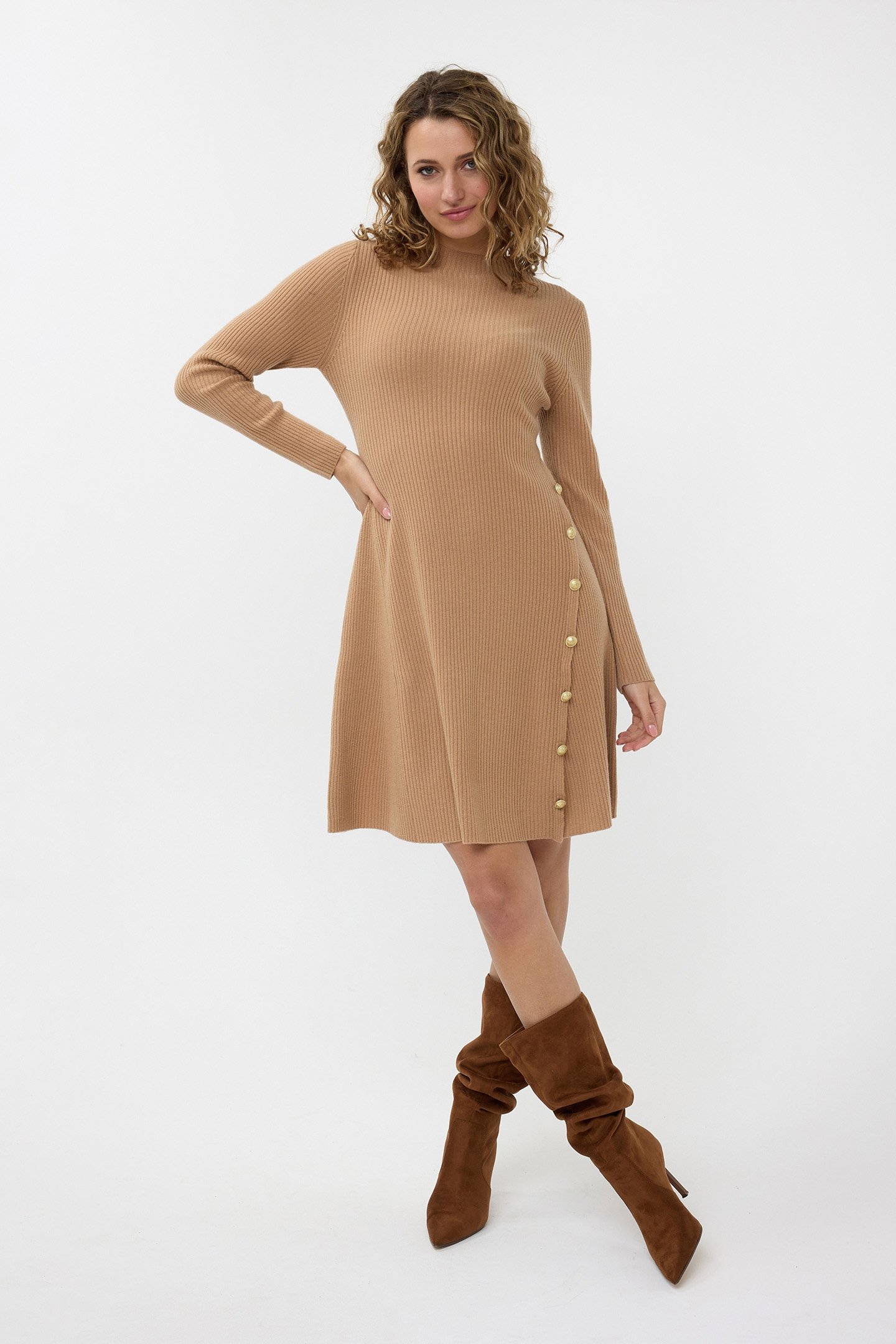 DRESS RIB BUTTONS BRANDY 2